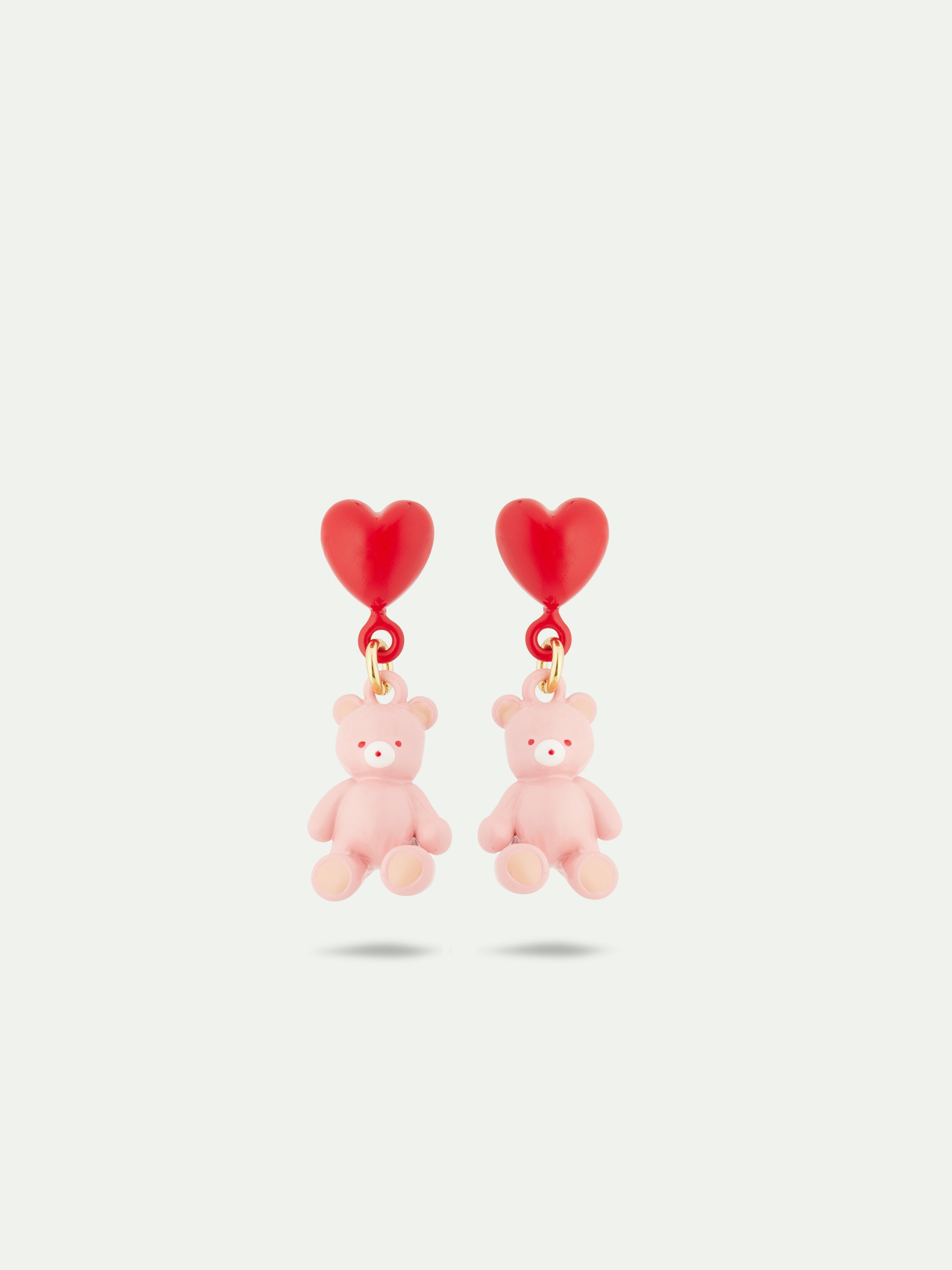 Teddy bear and heart balloon earrings