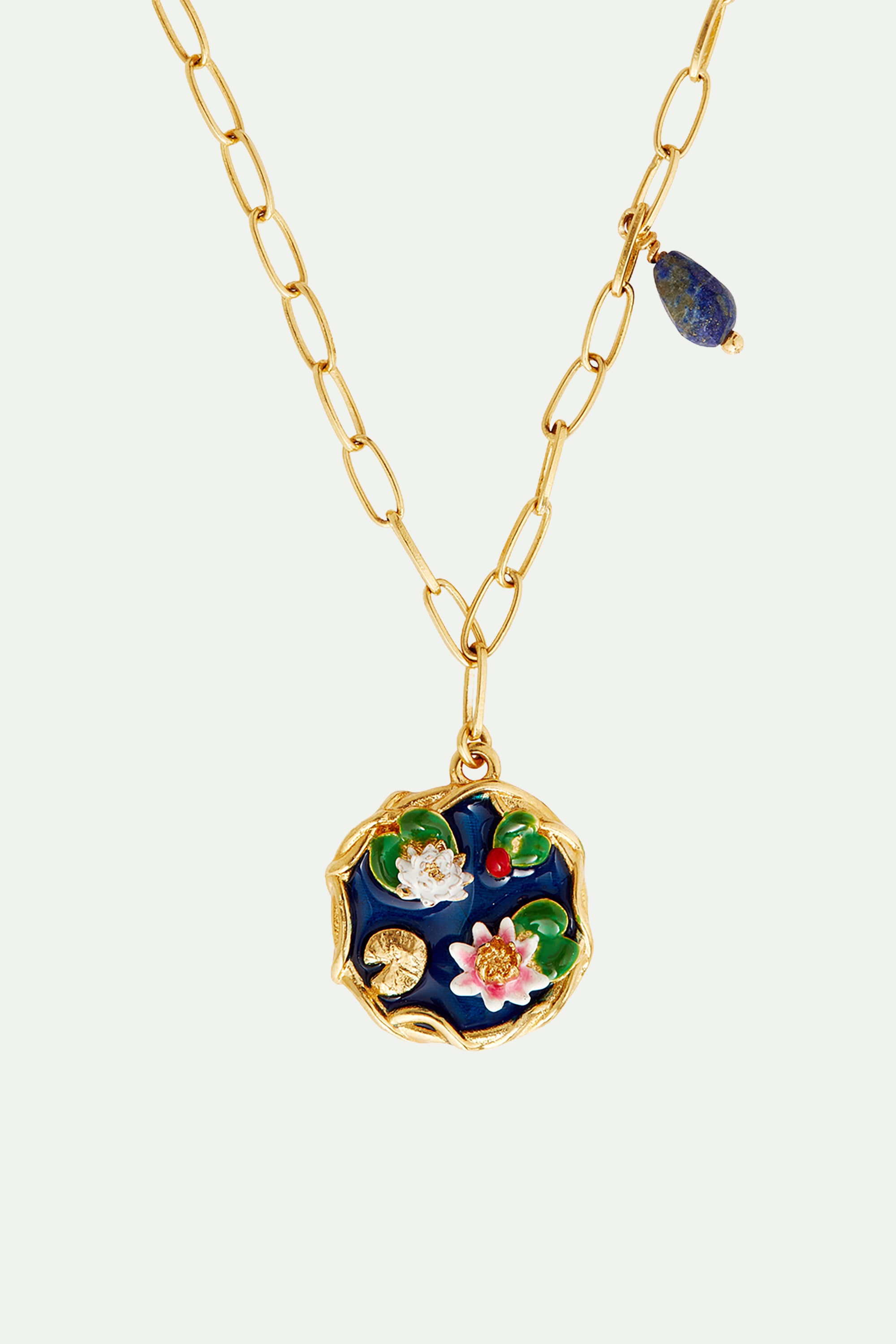 Giverny pond and lapis lazuli pendant necklace