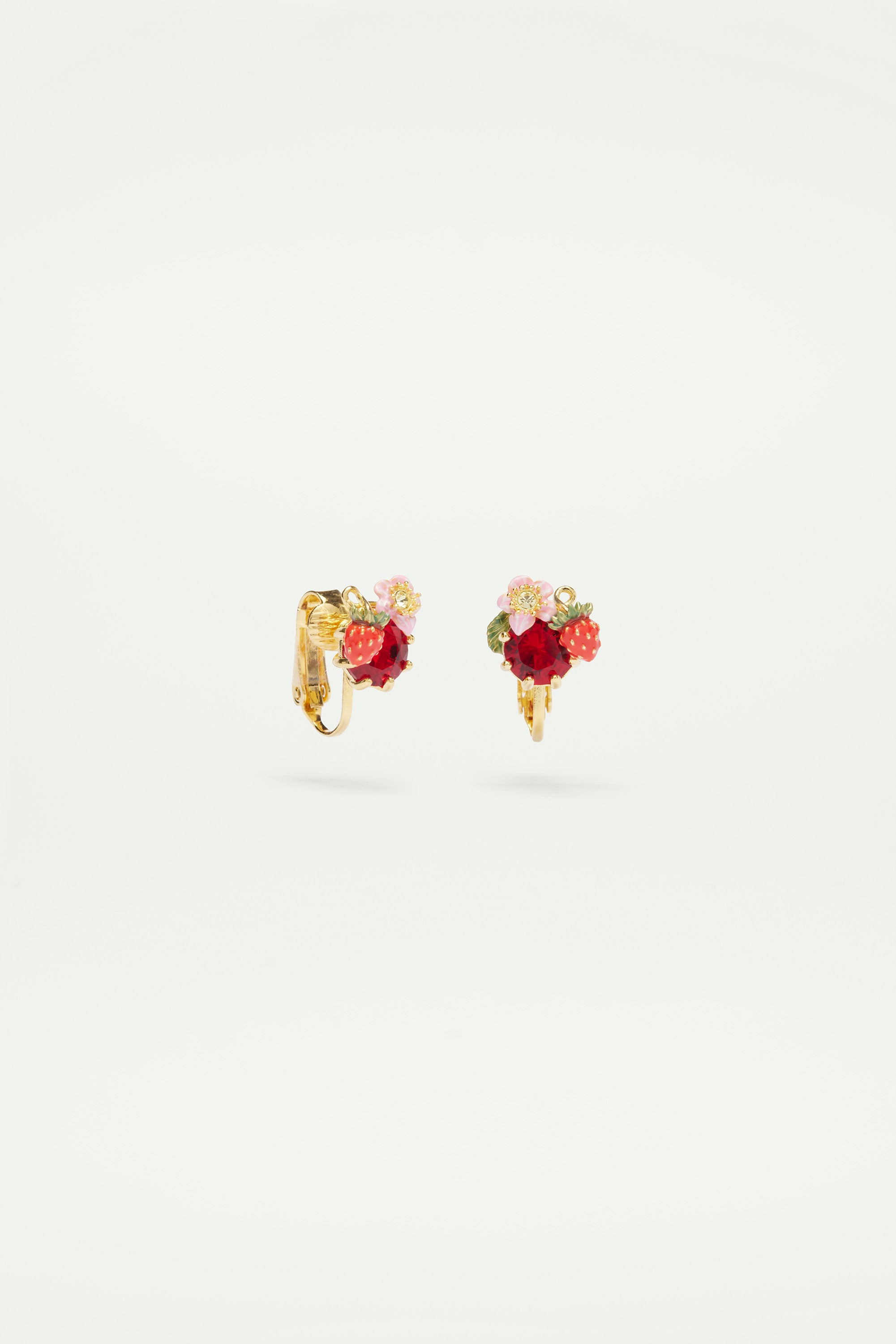 Wild strawberry and red stone post earrings