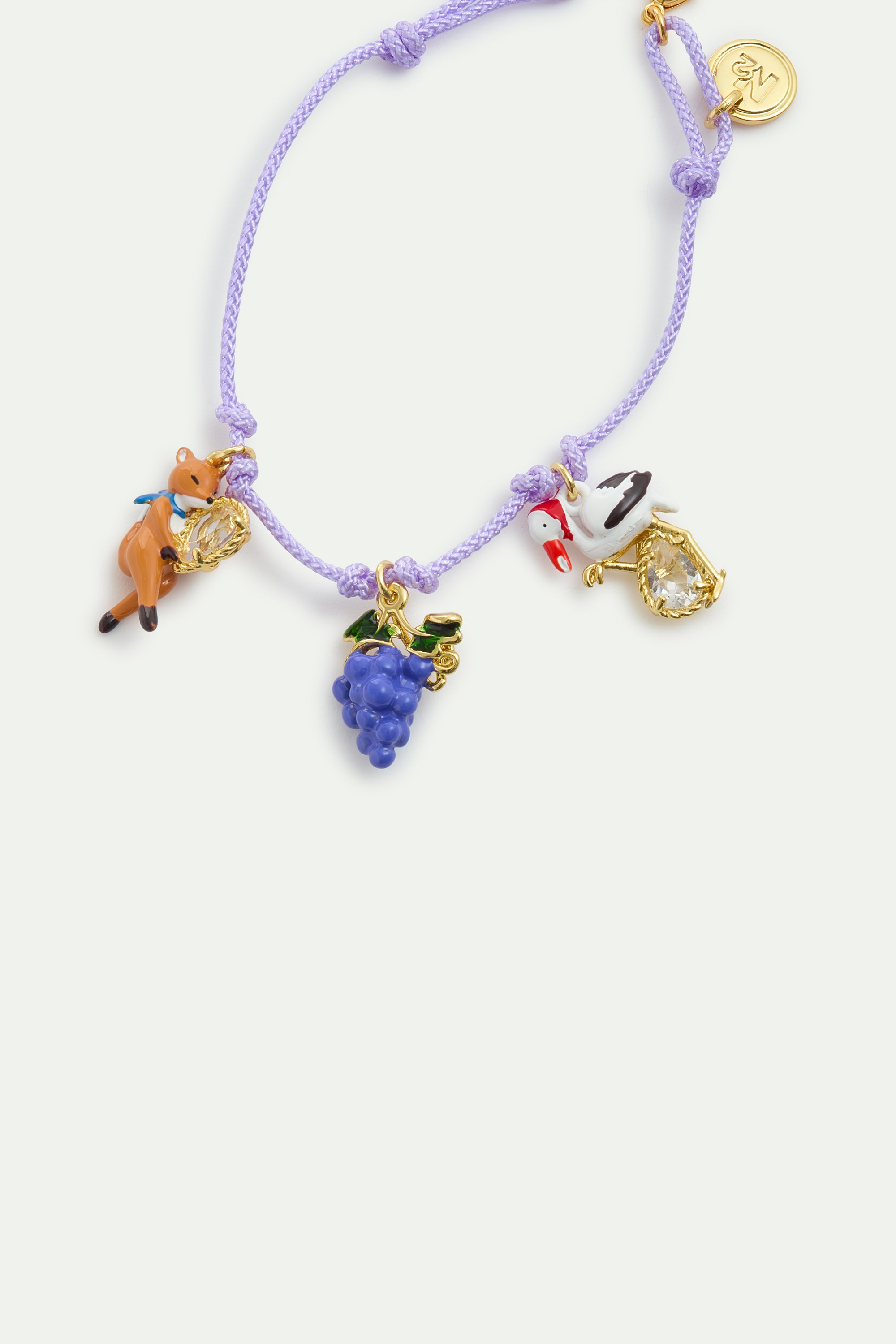 Bracelet violet le Renard et la Cigogne, raisin et verre facetté