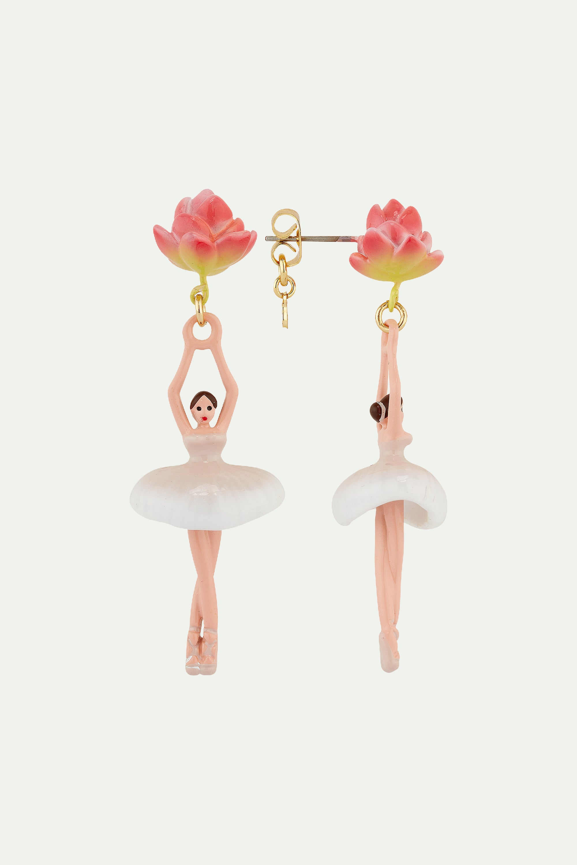 Lotus flower ballerina post earrings