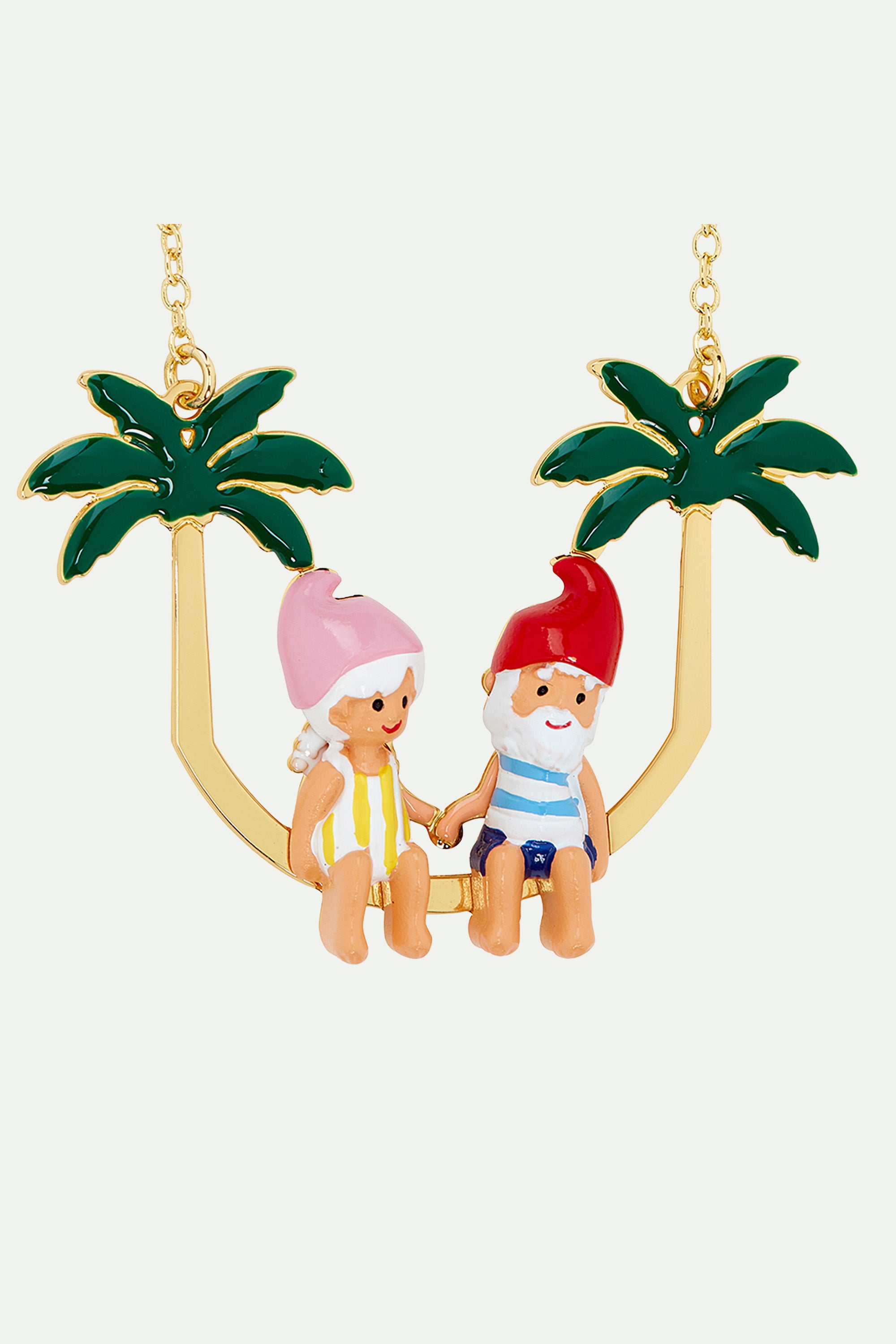 Toadstool family couple and palm tree statement necklace