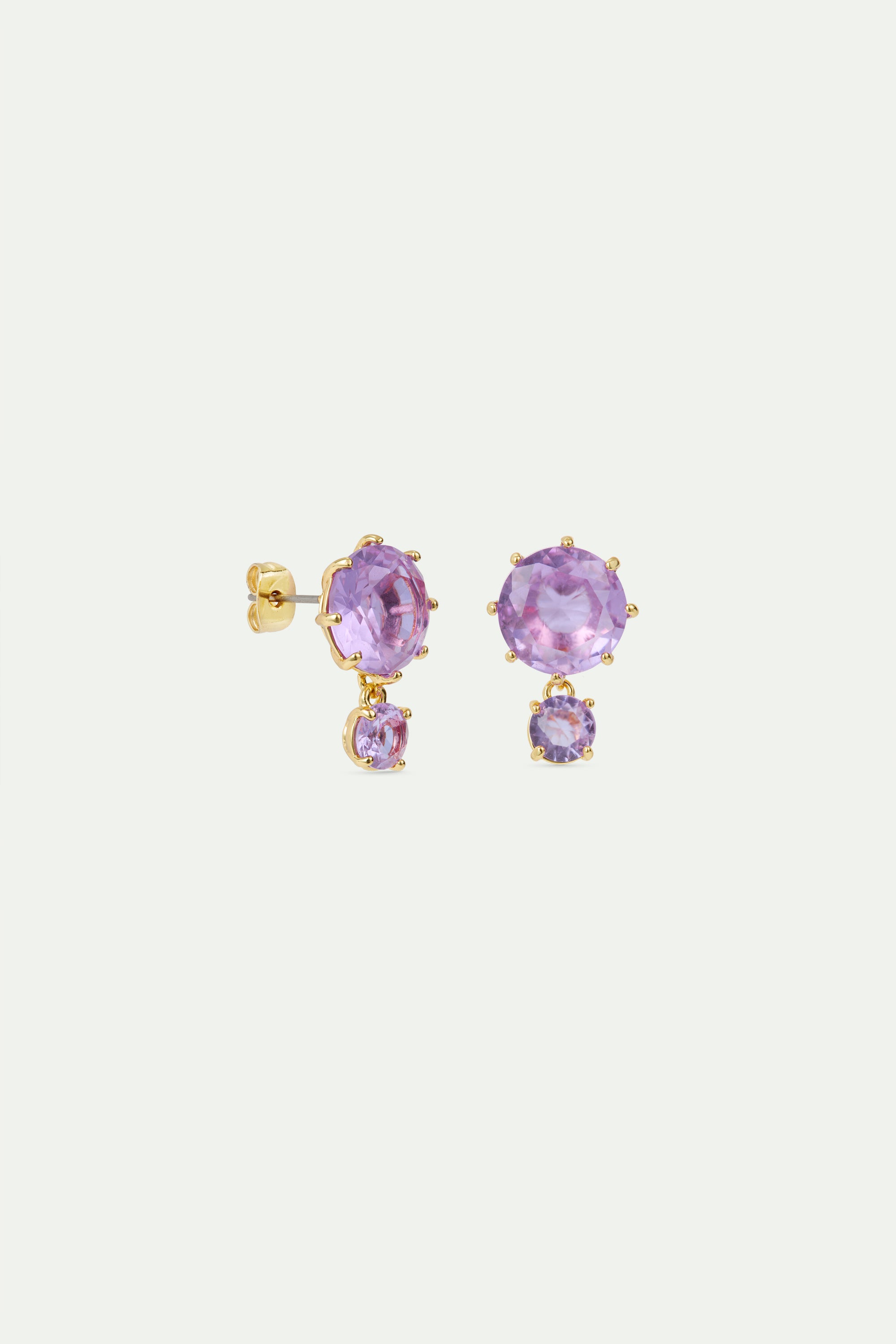 Lavender Diamantine two stone earrings