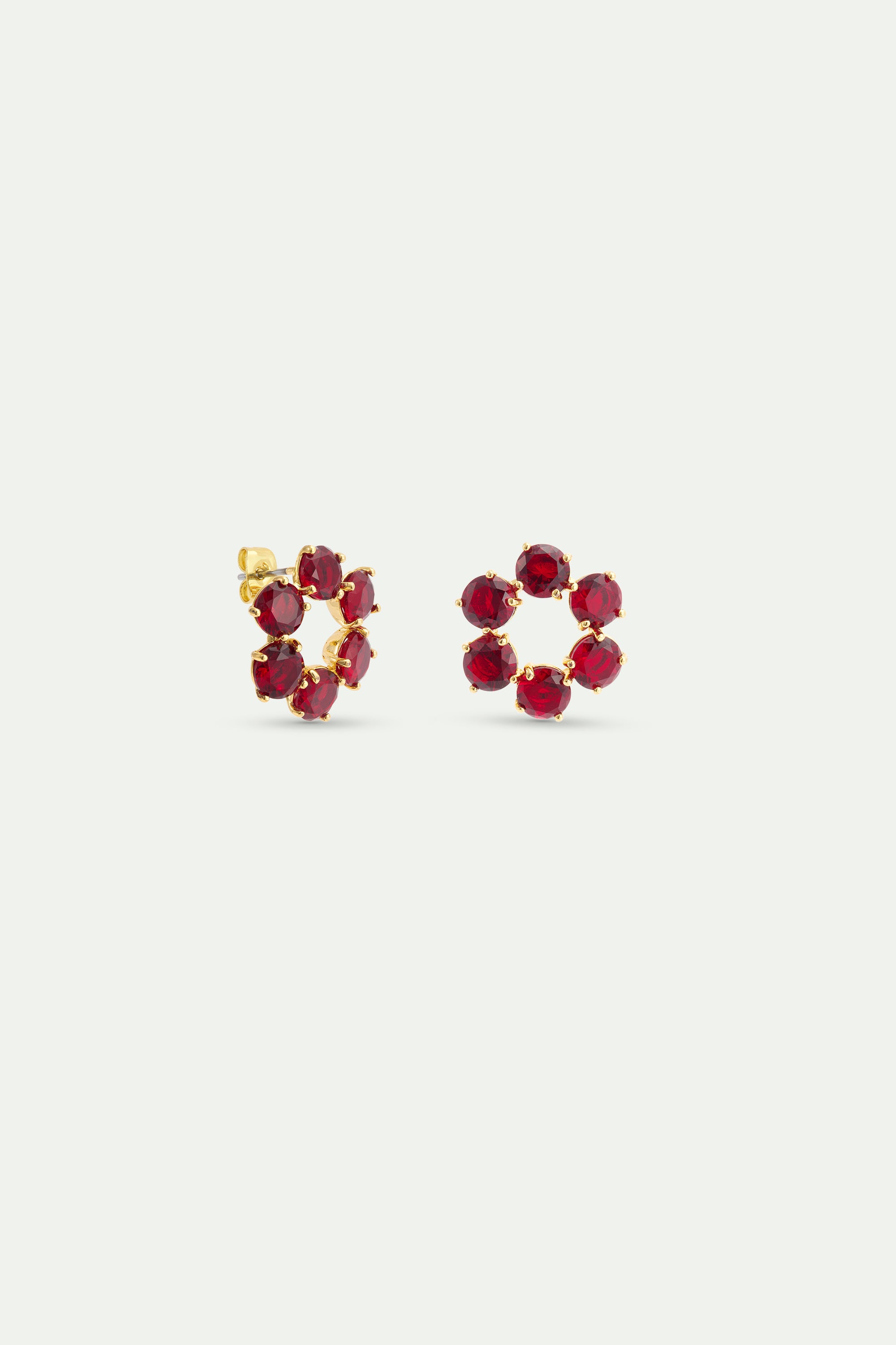 Pendientes seis piedras Rojo Granate