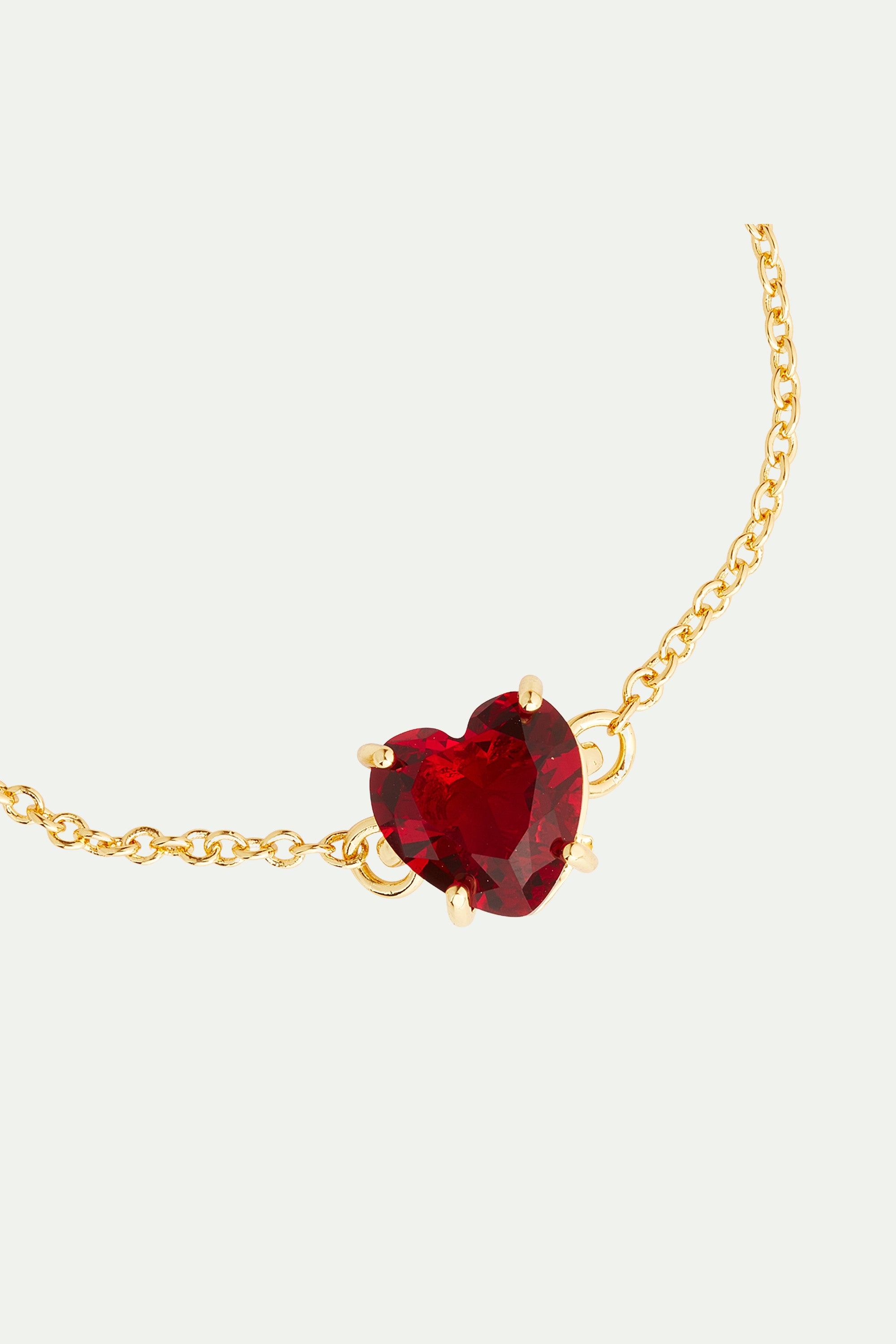 Garnet red diamantine Heart fine bracelet