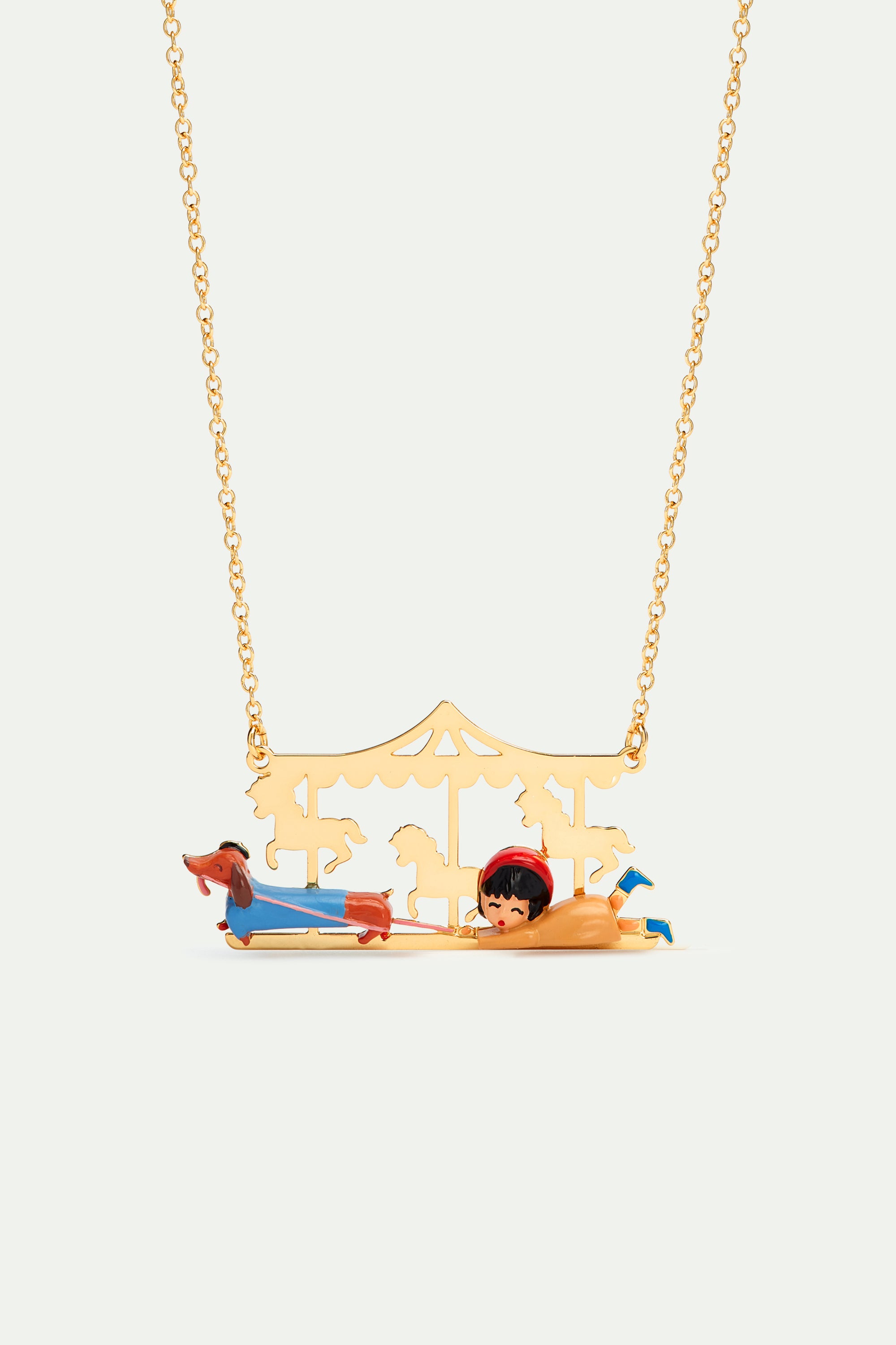 Little girl and dachshund statement necklace