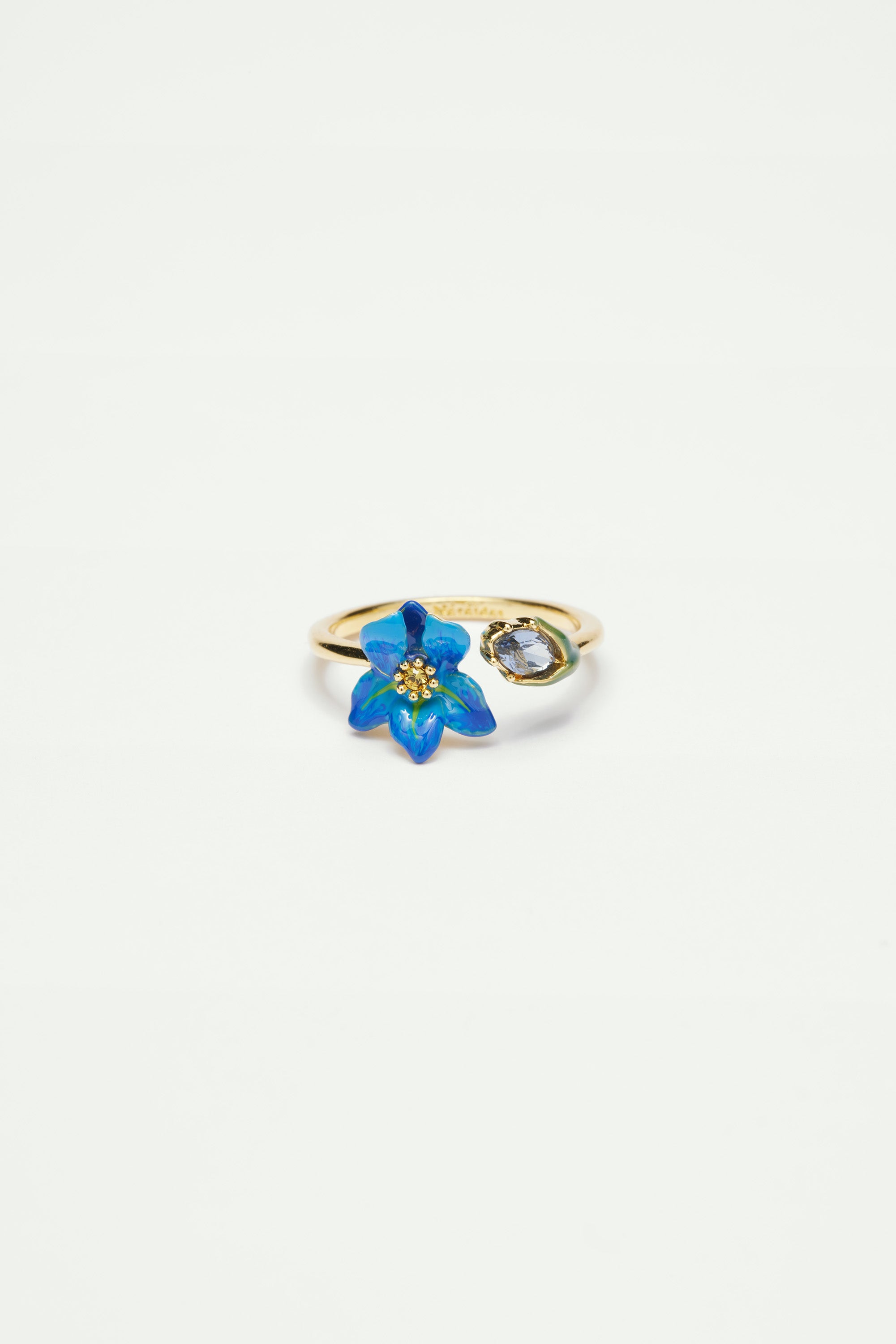 Siberian iris and faceted glass adjustable ring