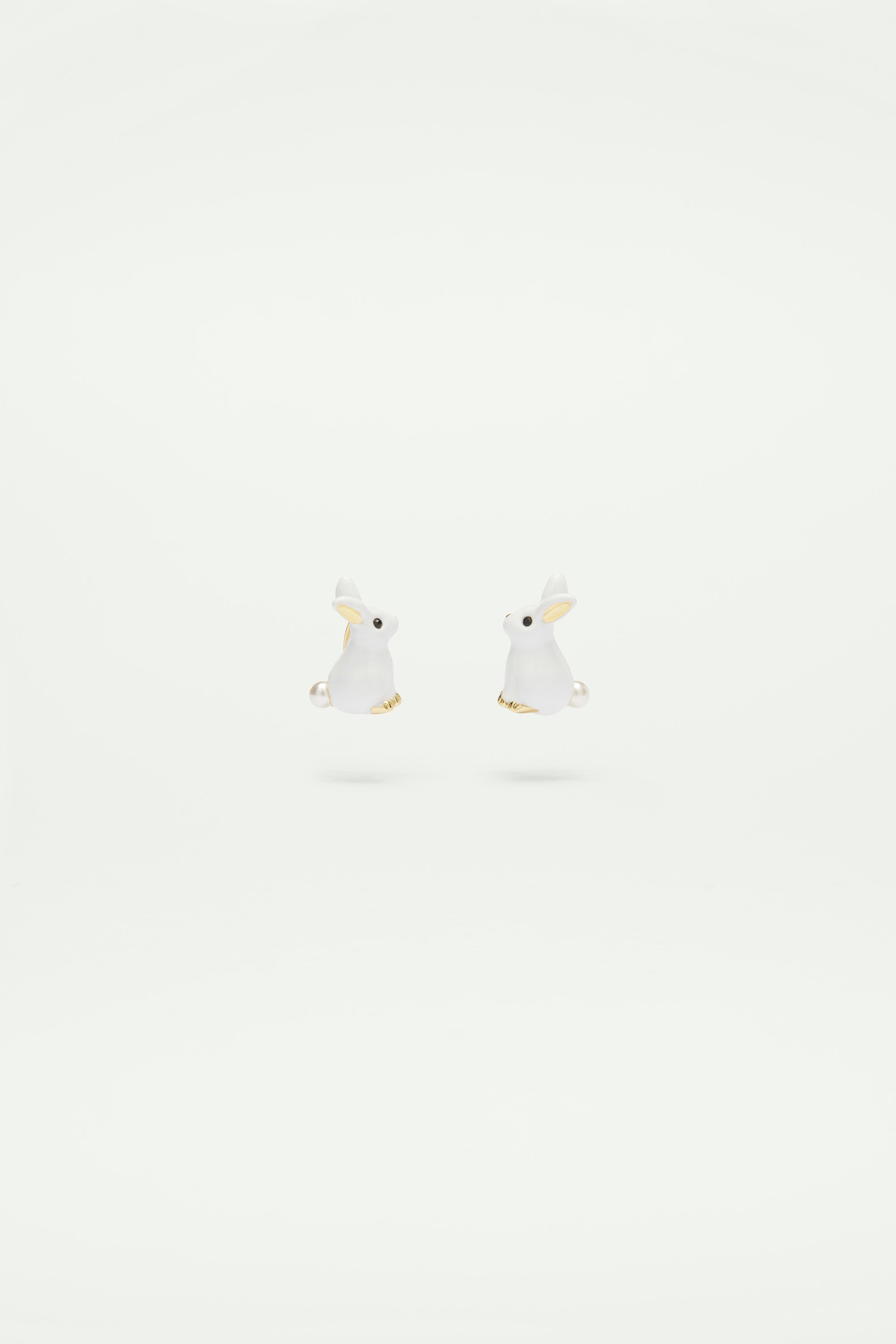 Rabbit and Pearl Stud Earrings