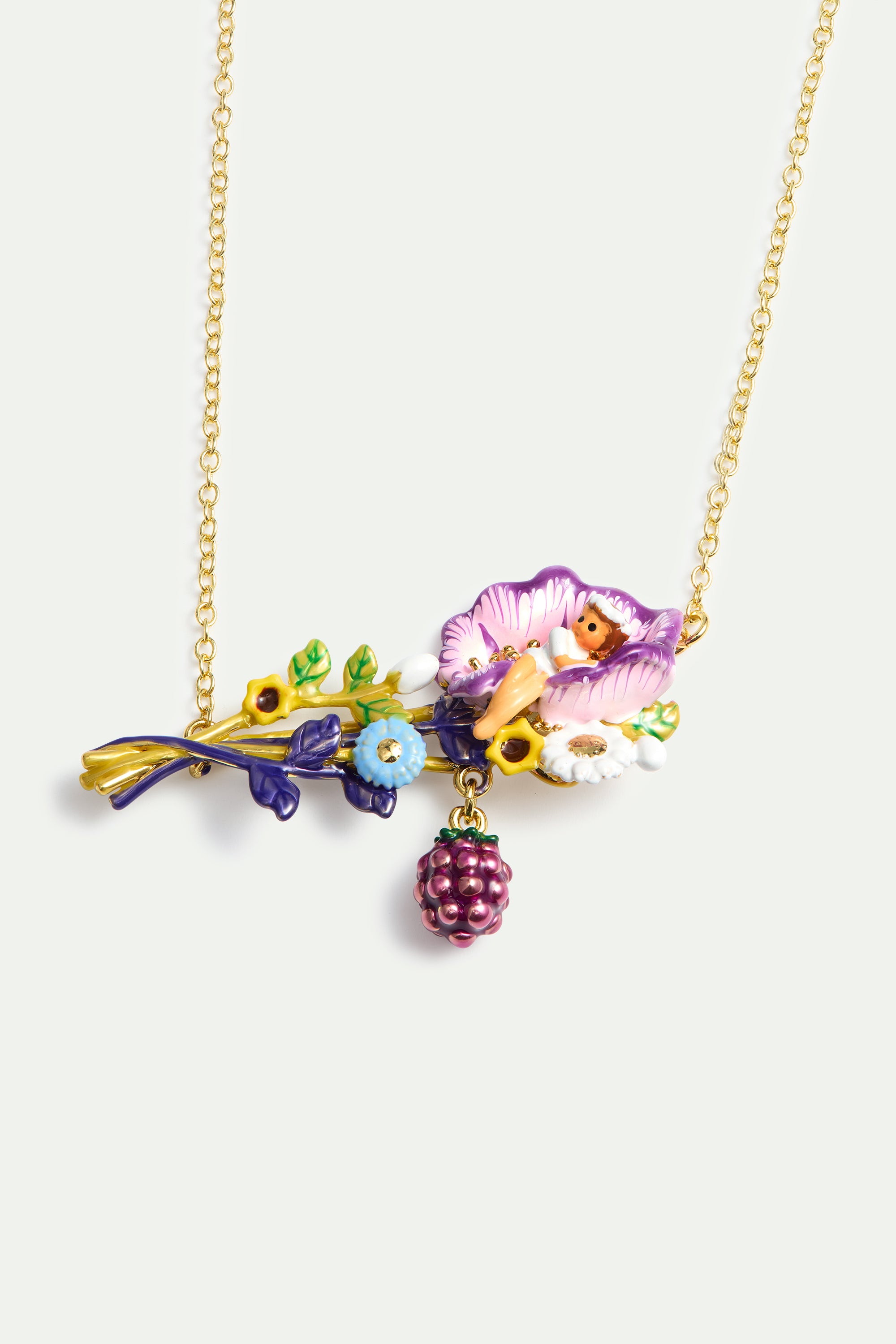 Broche bouquet de fleurs et Petite Poucette