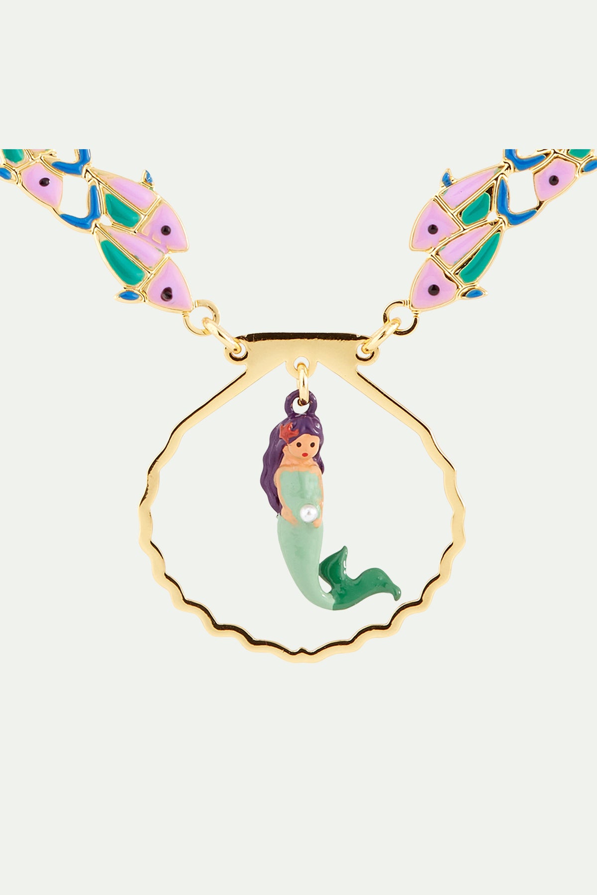 Collar pechera sirena y peces