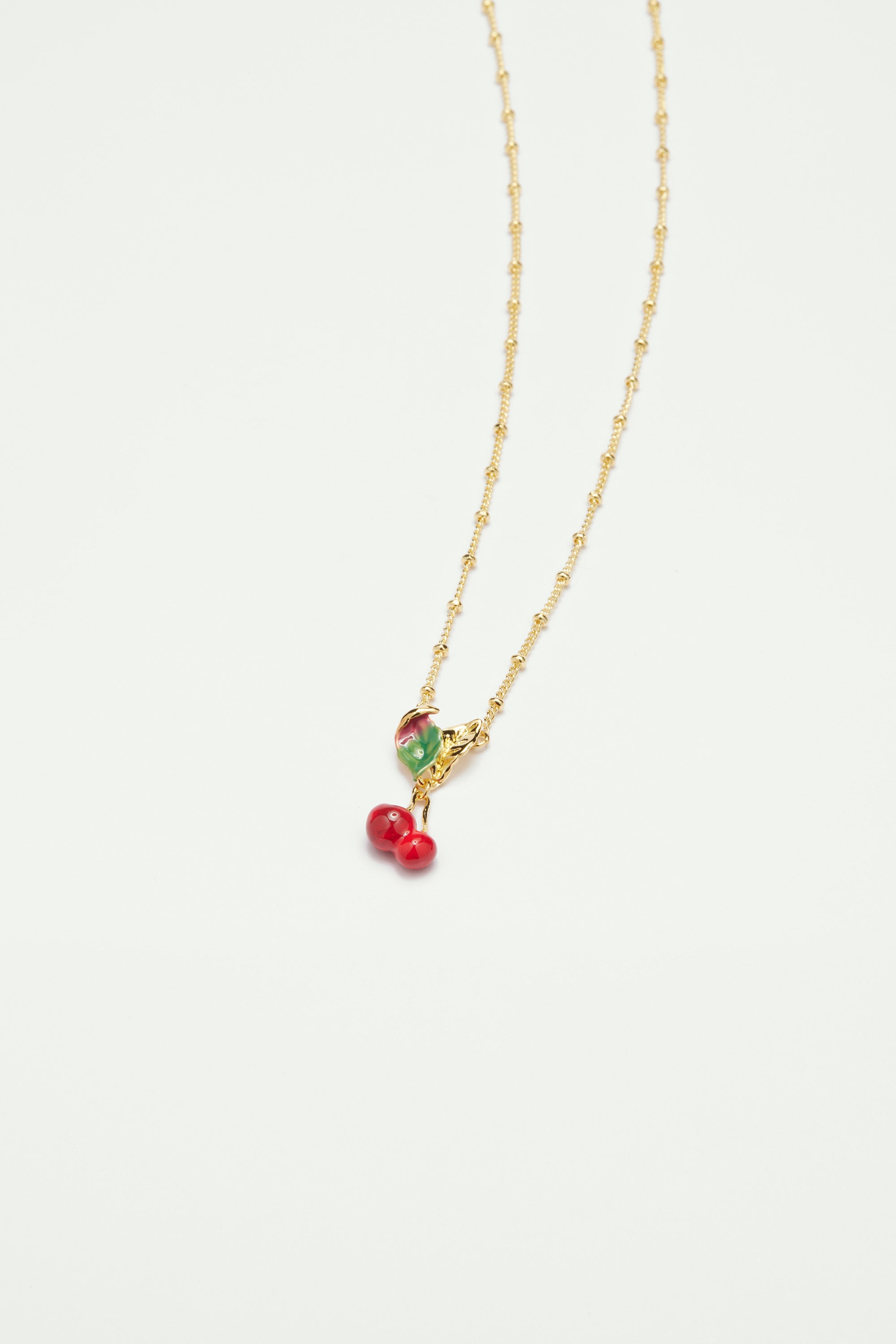 Collar pendiente Cerezas y Hojas