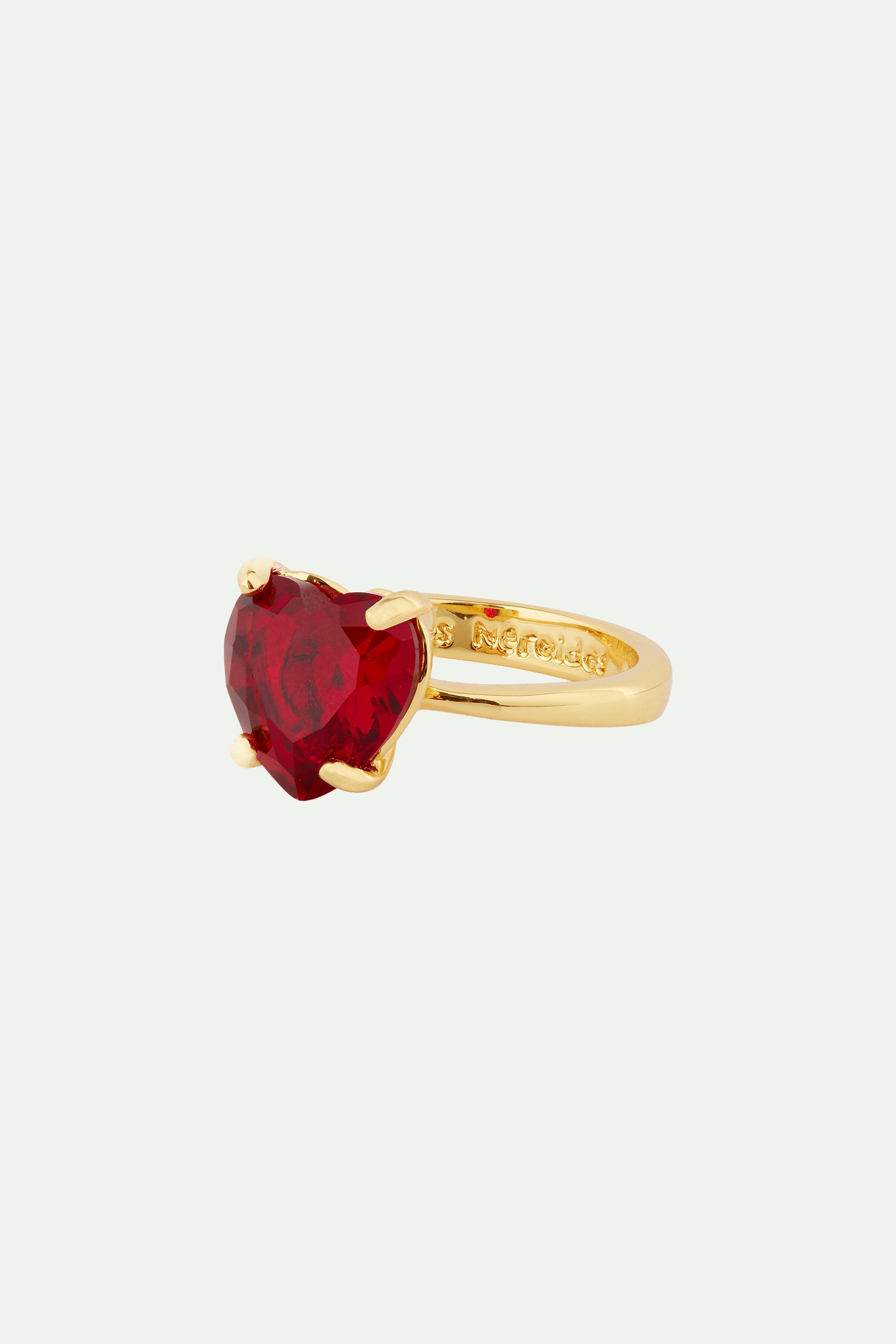 Garnet red diamantine heart solitaire ring