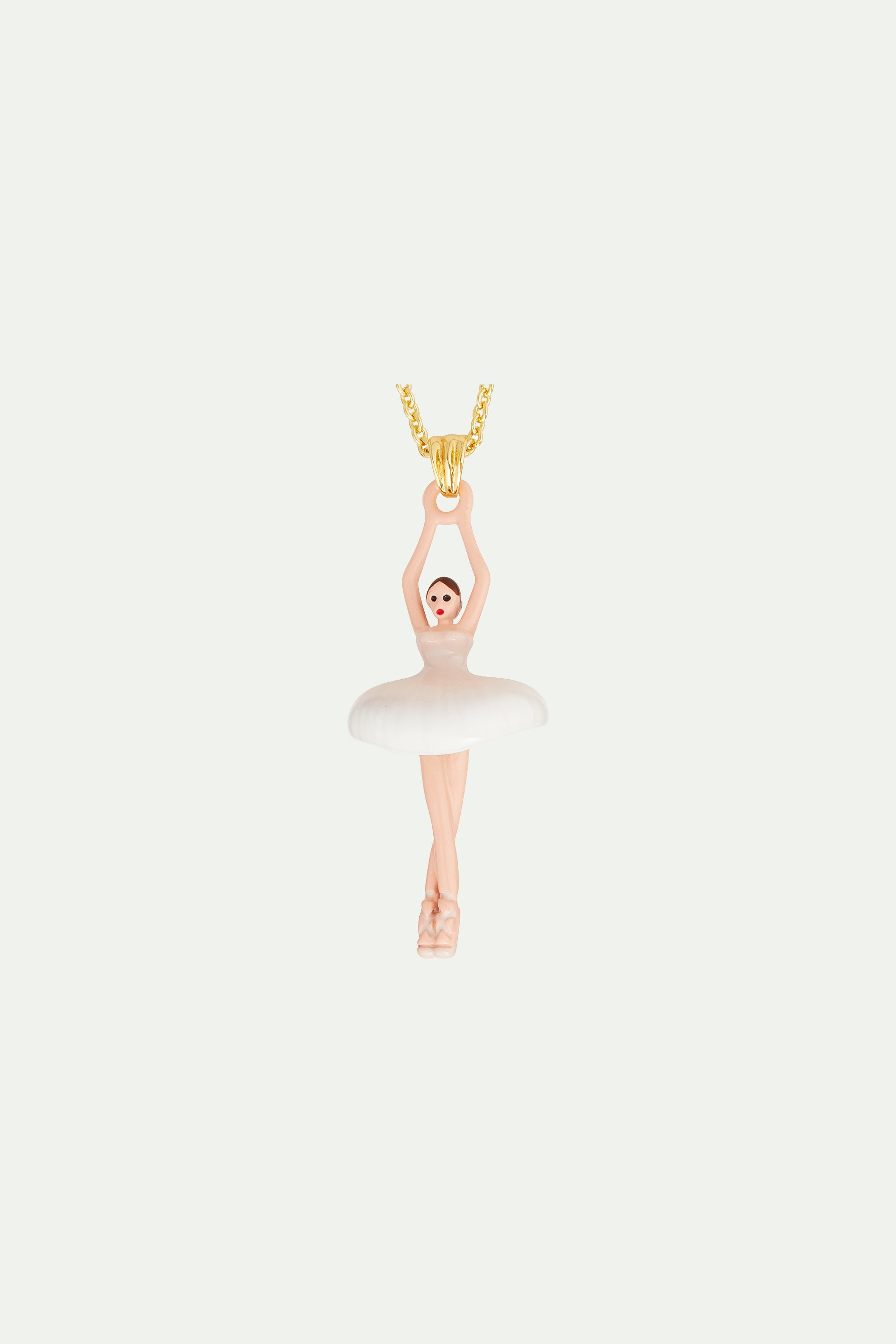 Pale pink and white ballerina pendant necklace