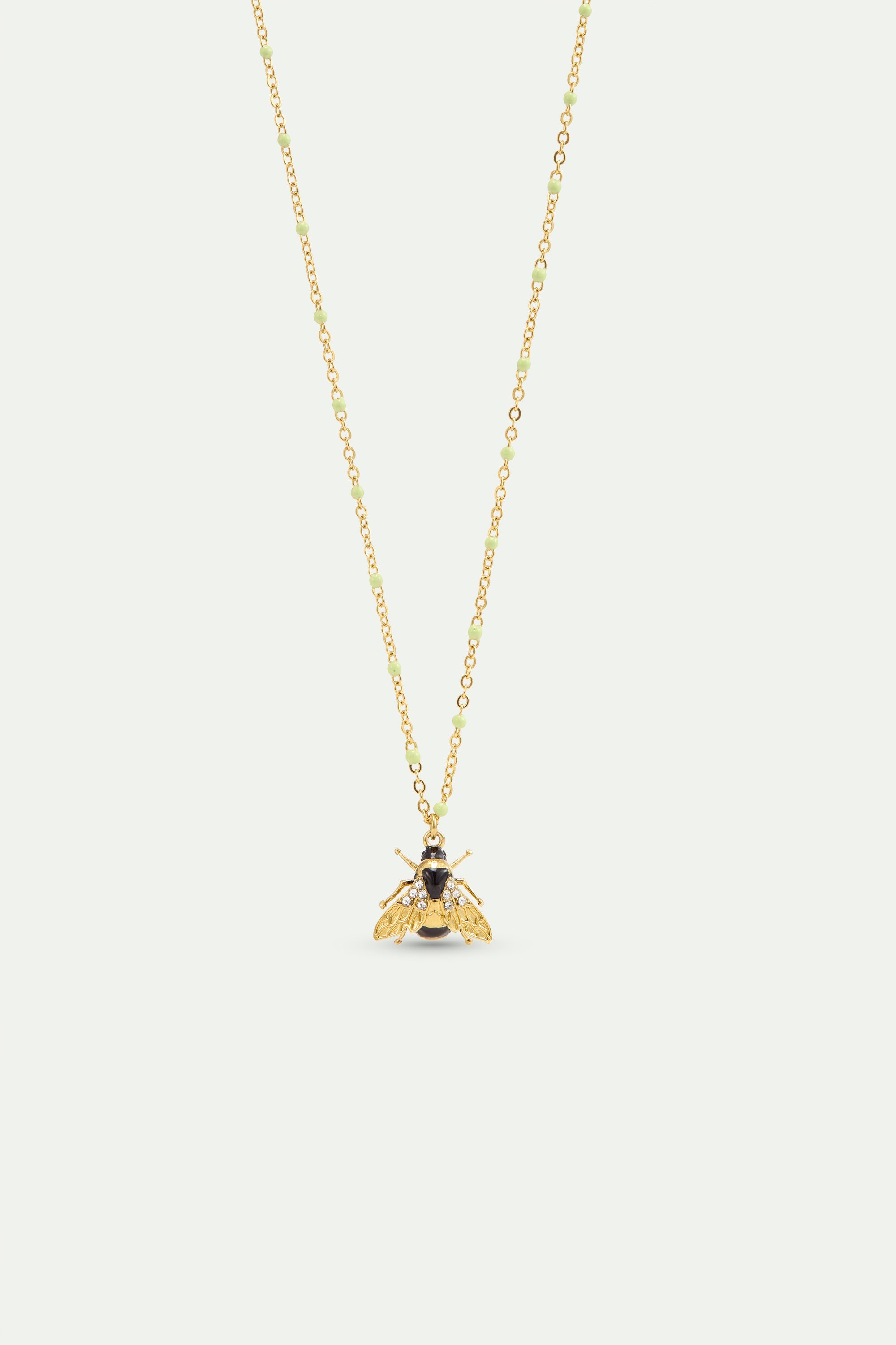 Collier pendentif abeille dorée et cristaux