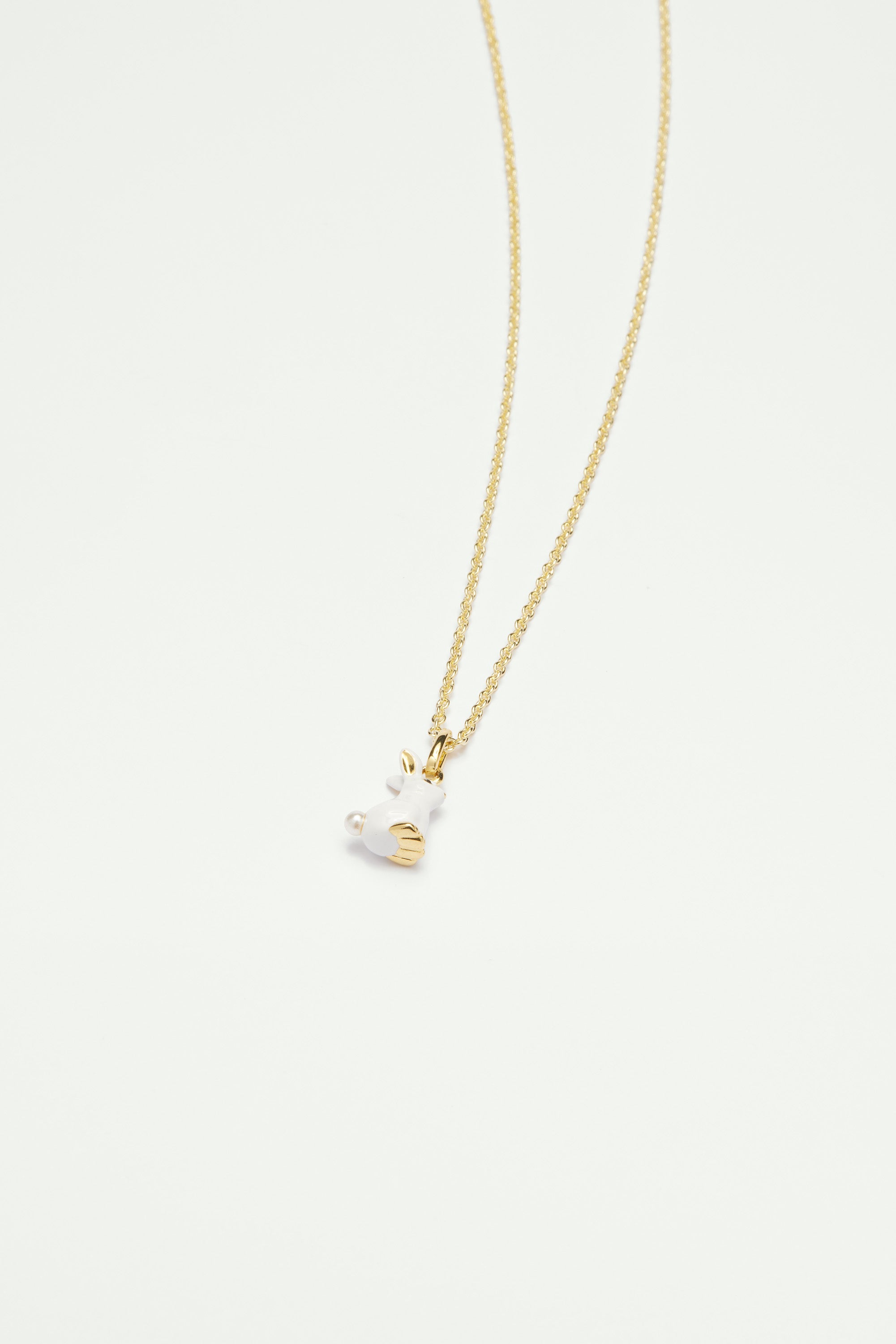 Rabbit and Pearl Pendant Necklace