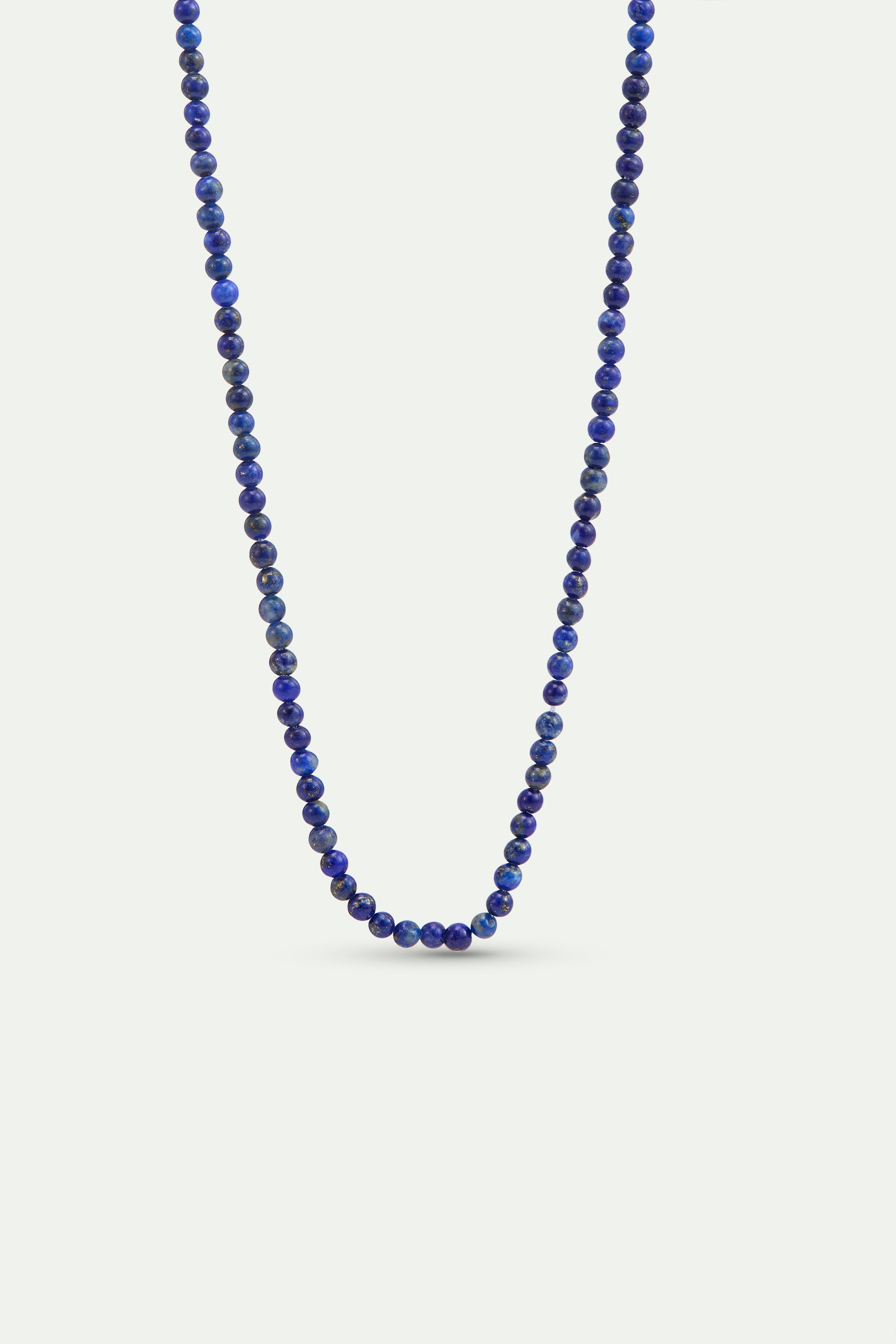 Thin blue lapis lazuli bead necklace