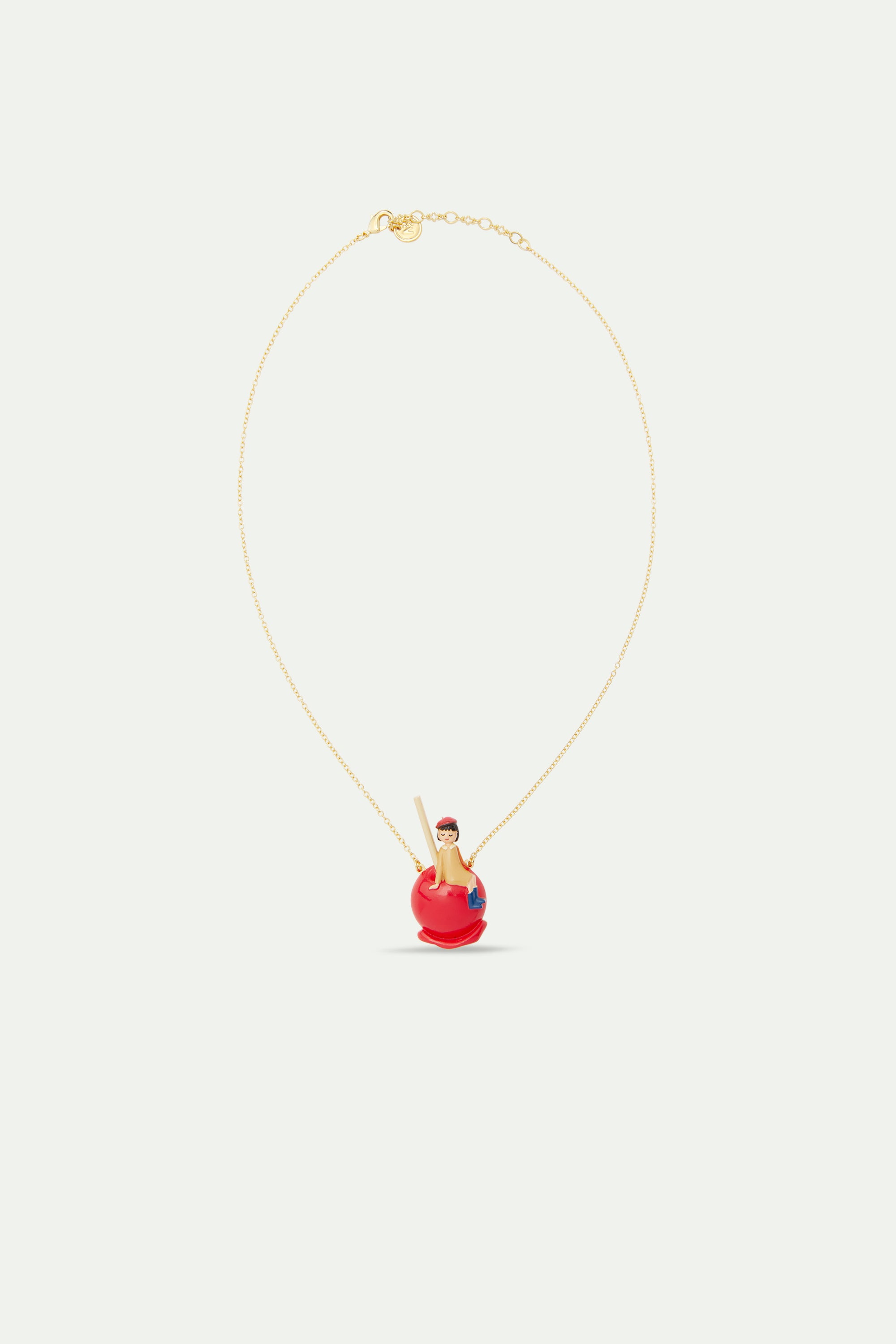 Little girl on a candy apple pendant necklace