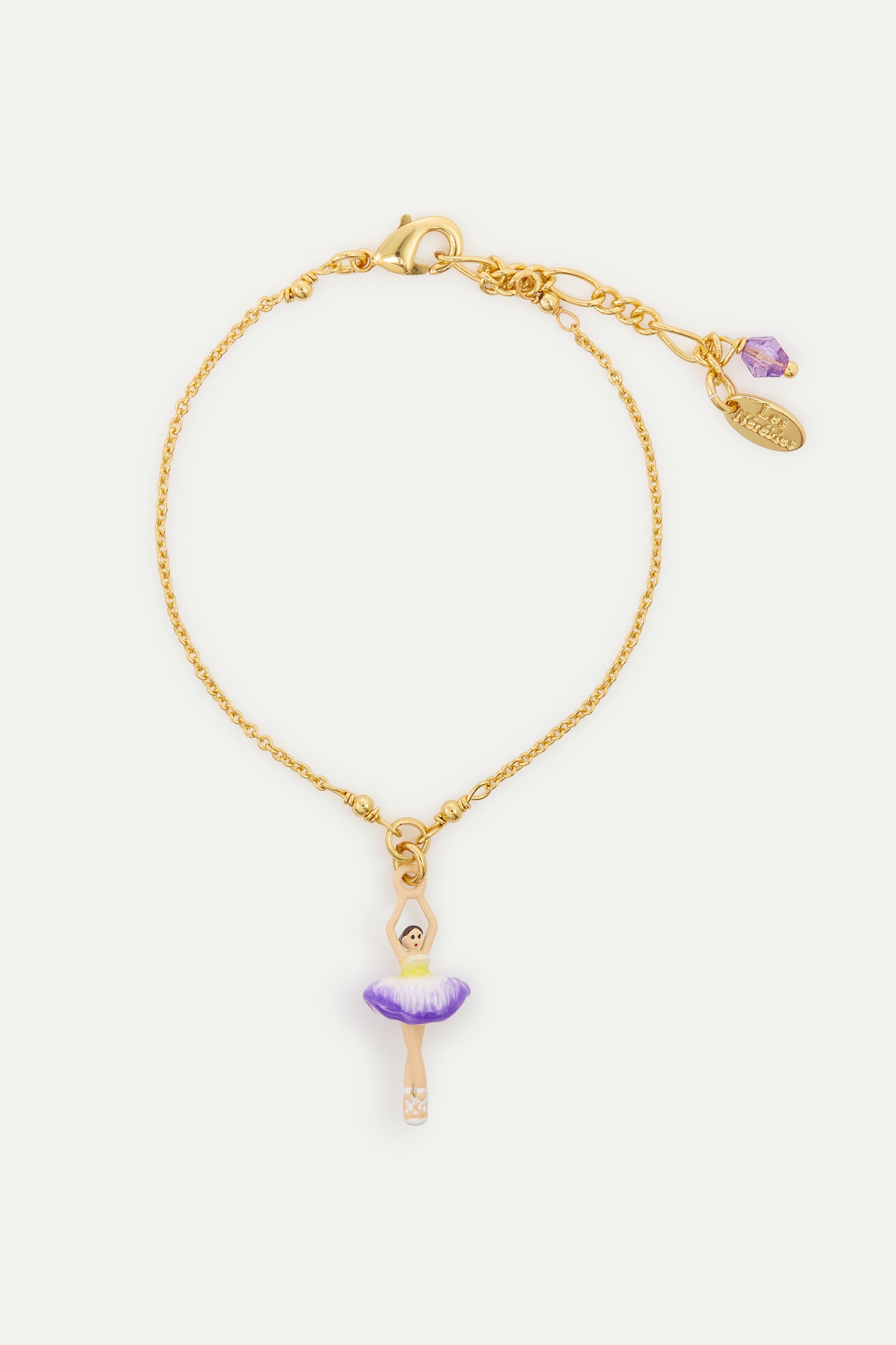 Bracelet ballerine tutu violet et jaune et cristal violet