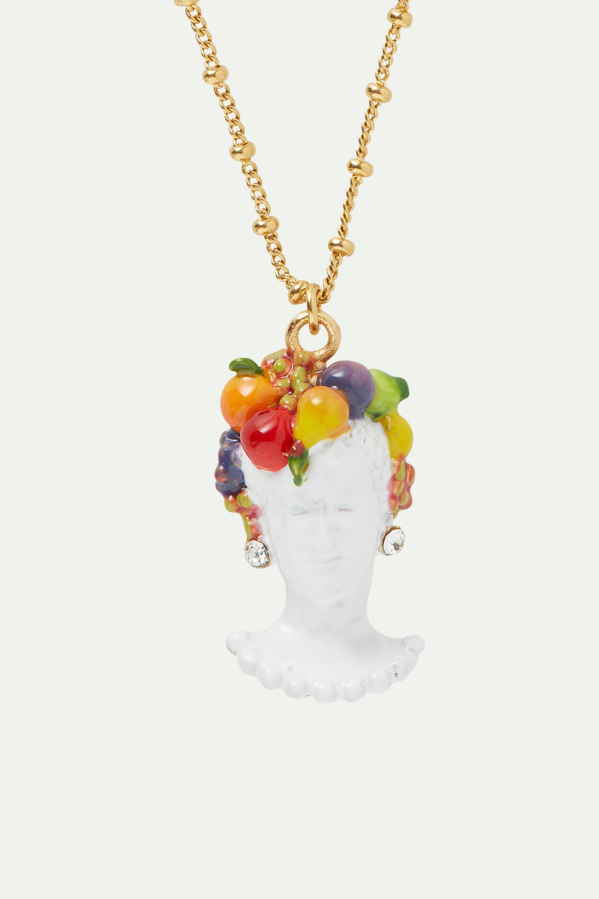 Goddess Pomona and fruit pendant necklace