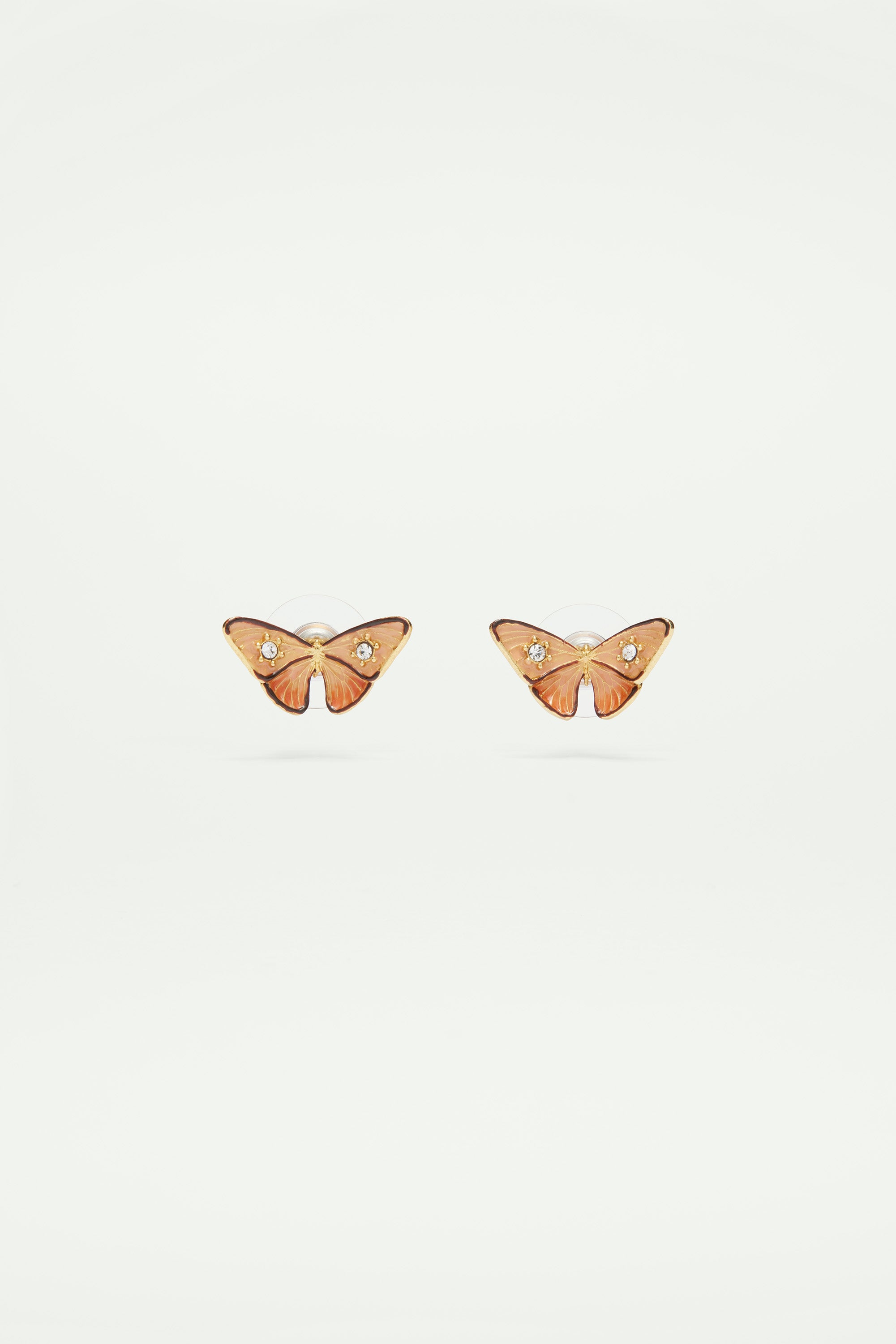 Enamelled butterfly and stone earrings