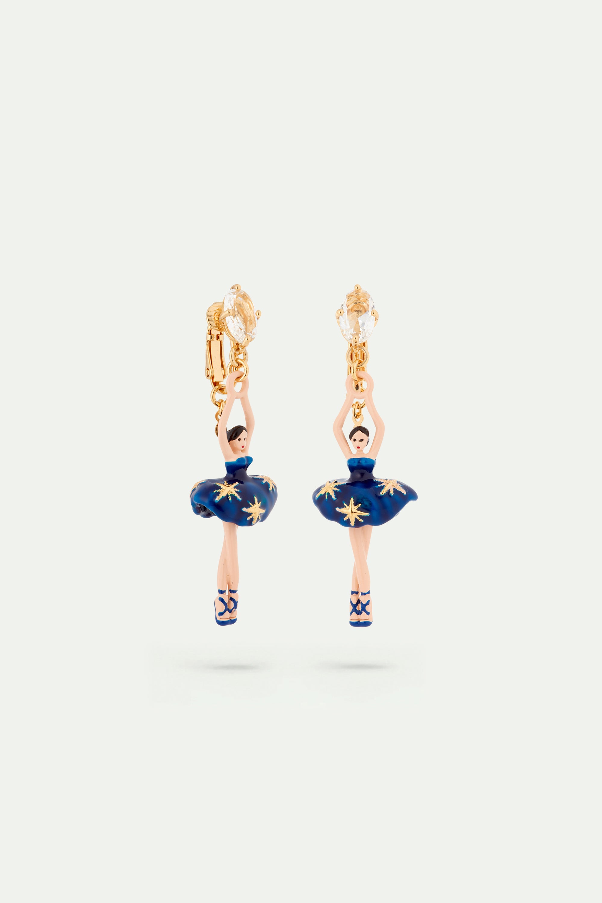 Midnight blue ballerina tutu and gold stars earrings