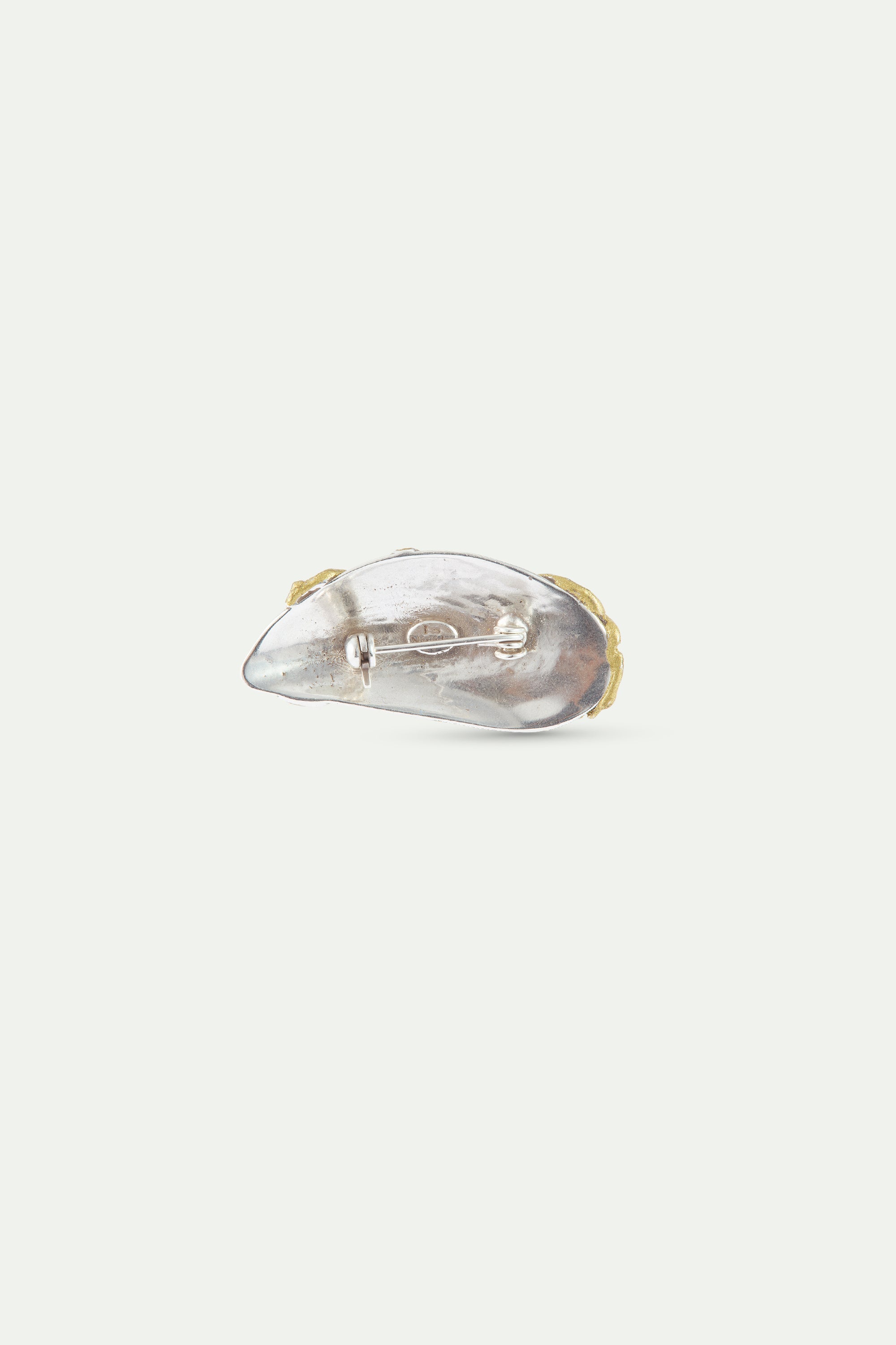Silver and gold mussel brooch