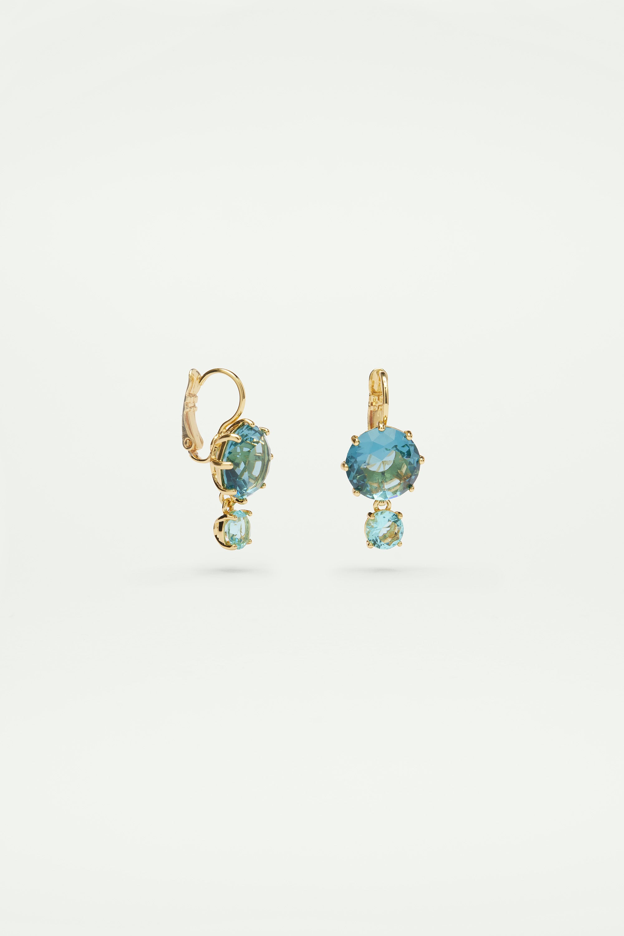 La Diamantine Acqua Azzura Round Stone Sleeper Earrings