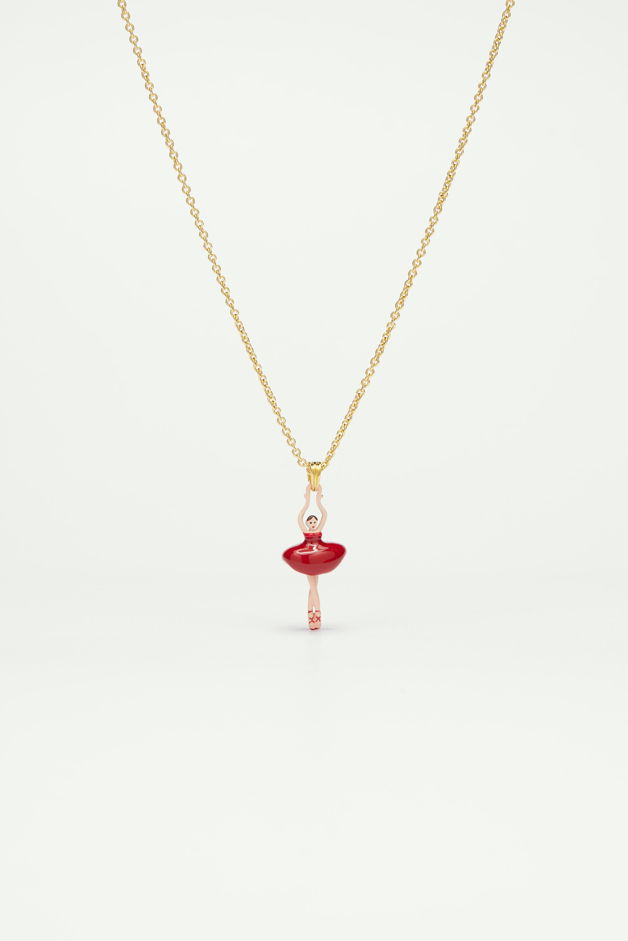 Necklace featuring mini ballerina in a red tutu