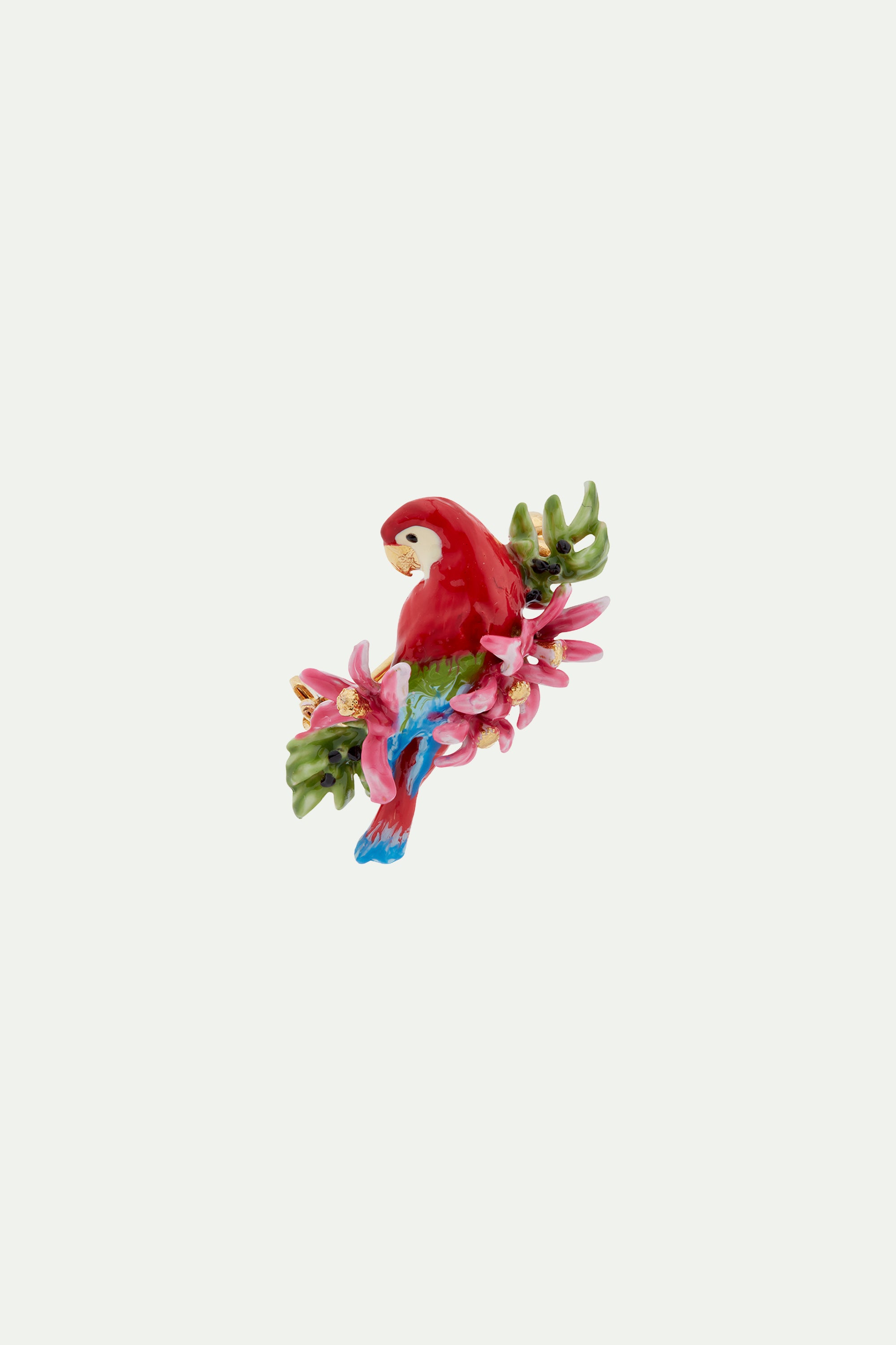 Parrot and wild flower brooch