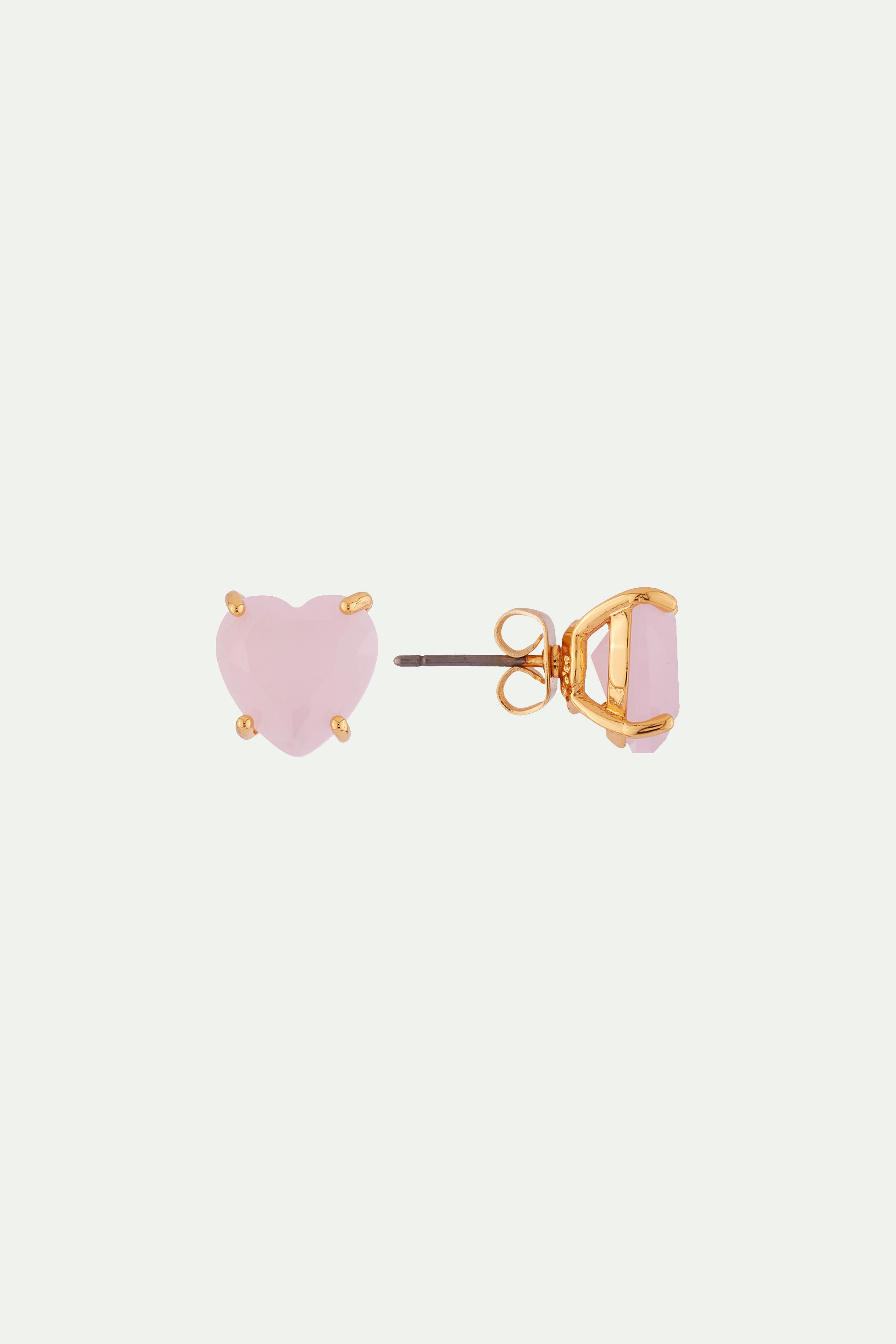 Pendientes Bolitas Piedra Corazón La Diamantine Rosa