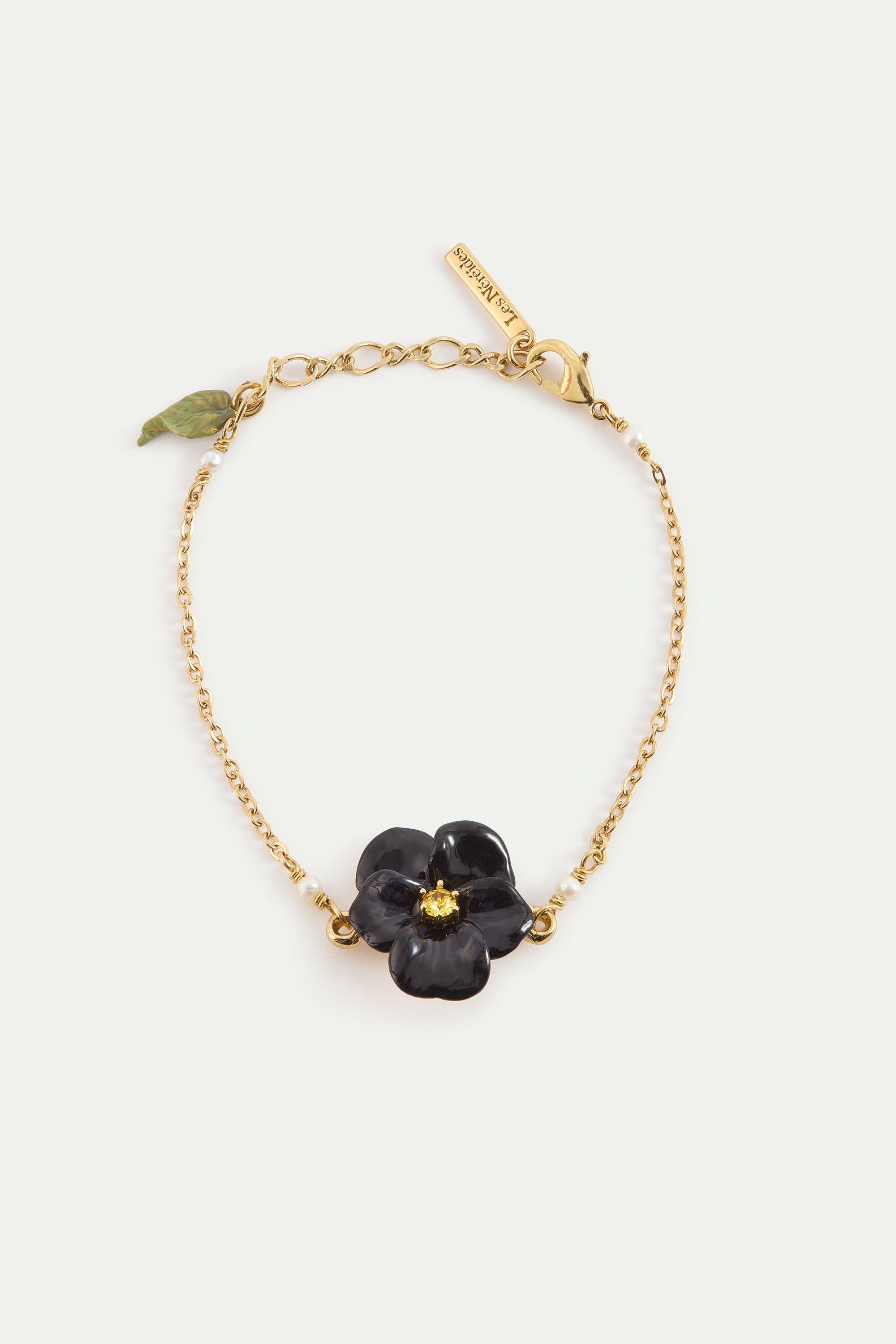 Bracelet pensée noire et cristal taillé