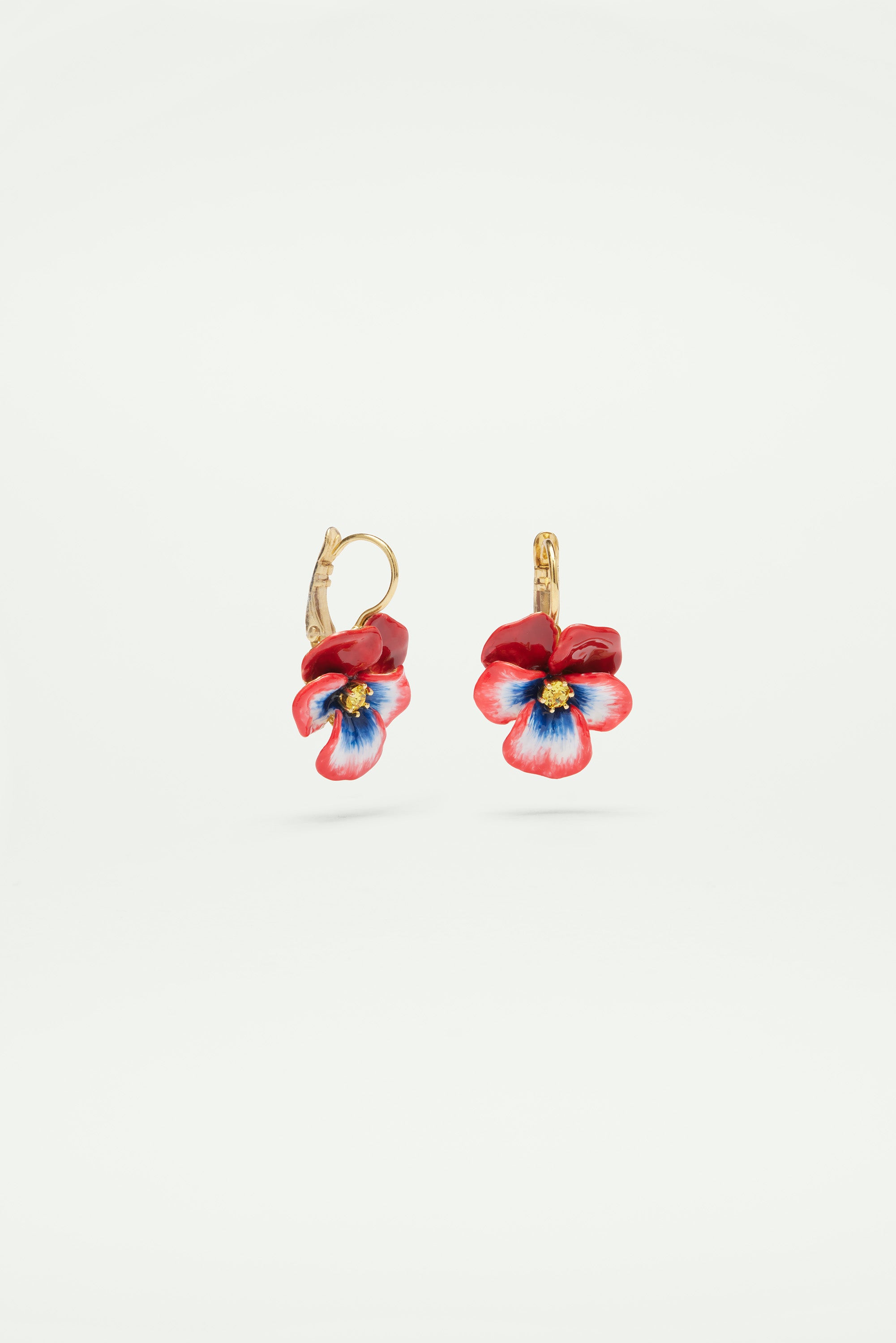 Pendientes dorminolas pensamiento rojo y cristal tallado