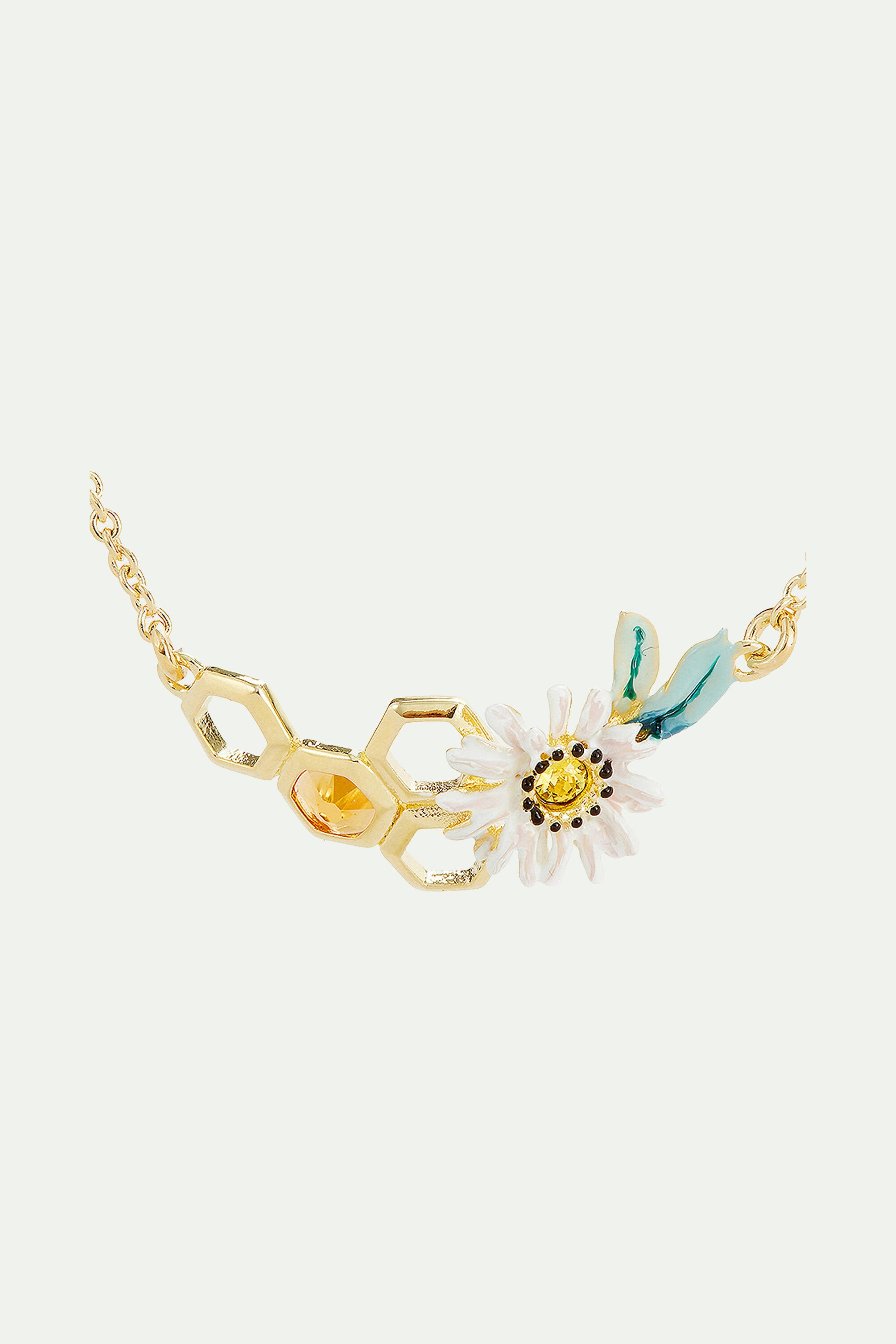 Marguerite and honeycombs collar necklace