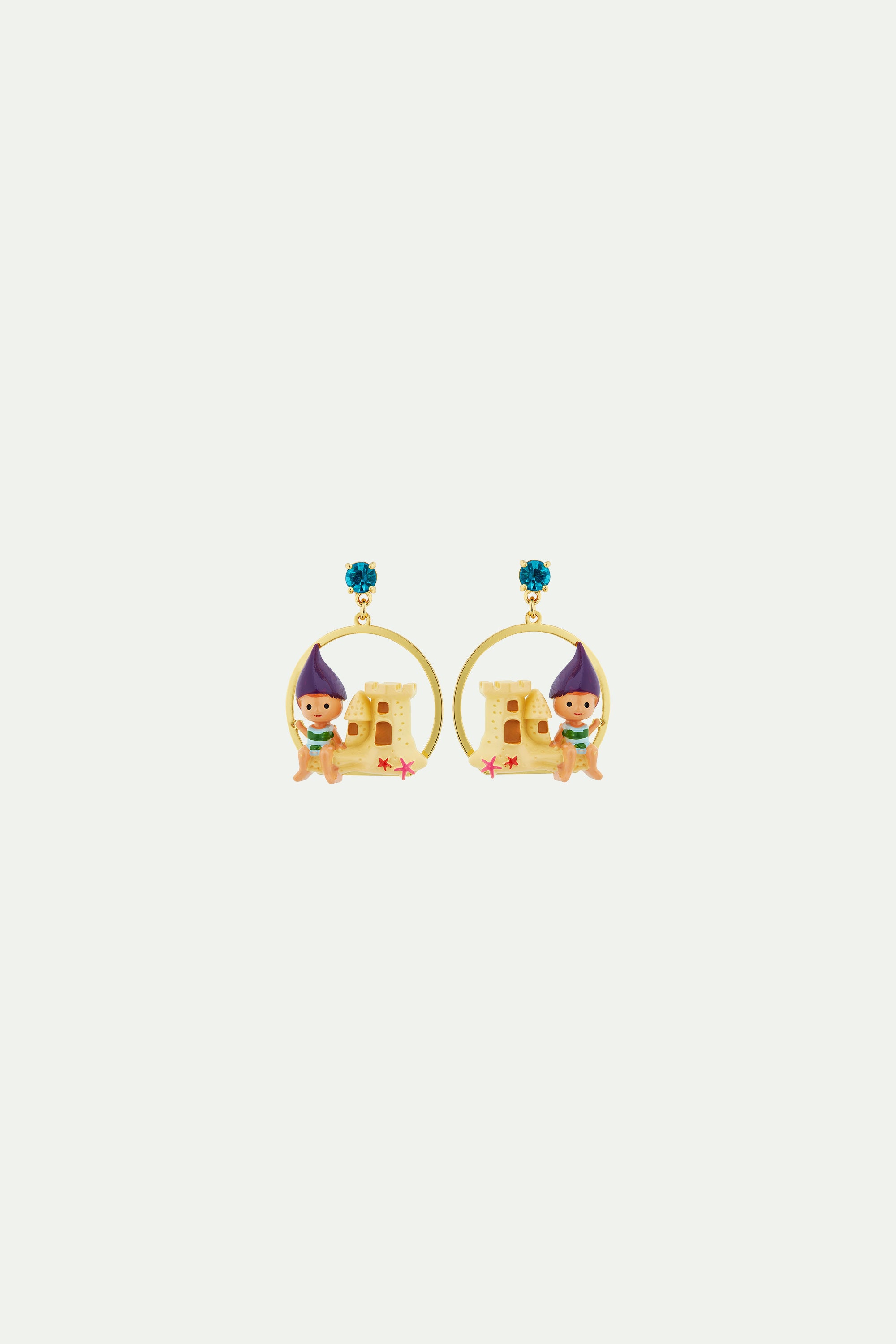 Garden gnome and sandcastle post earrings