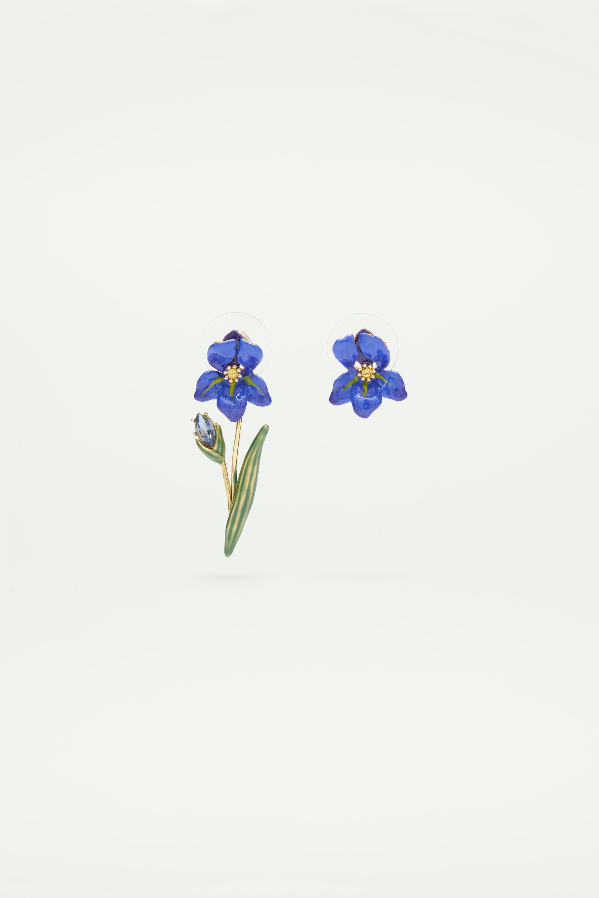 Siberian Iris asymmetrical post earrings