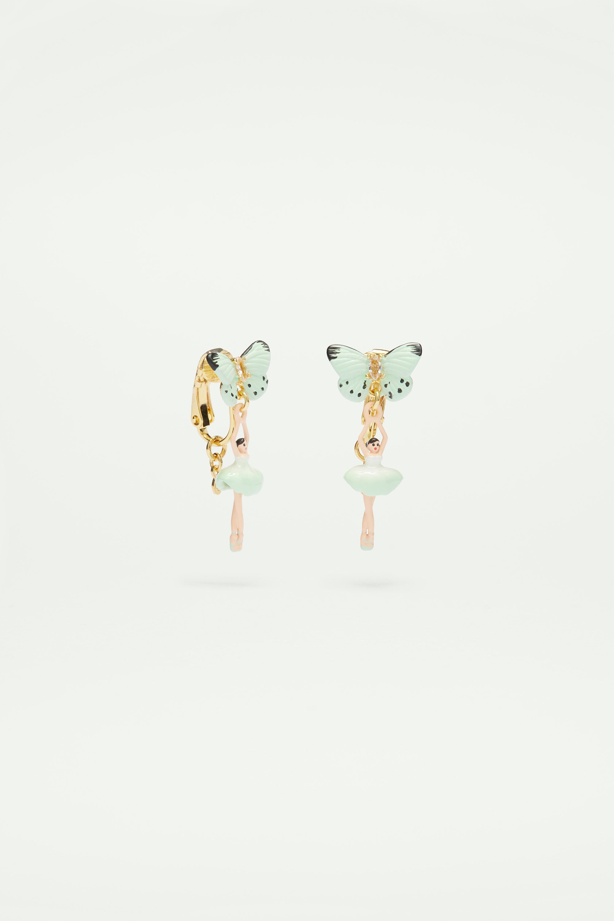 Mini pas de deux and aqua green butterfly earrings