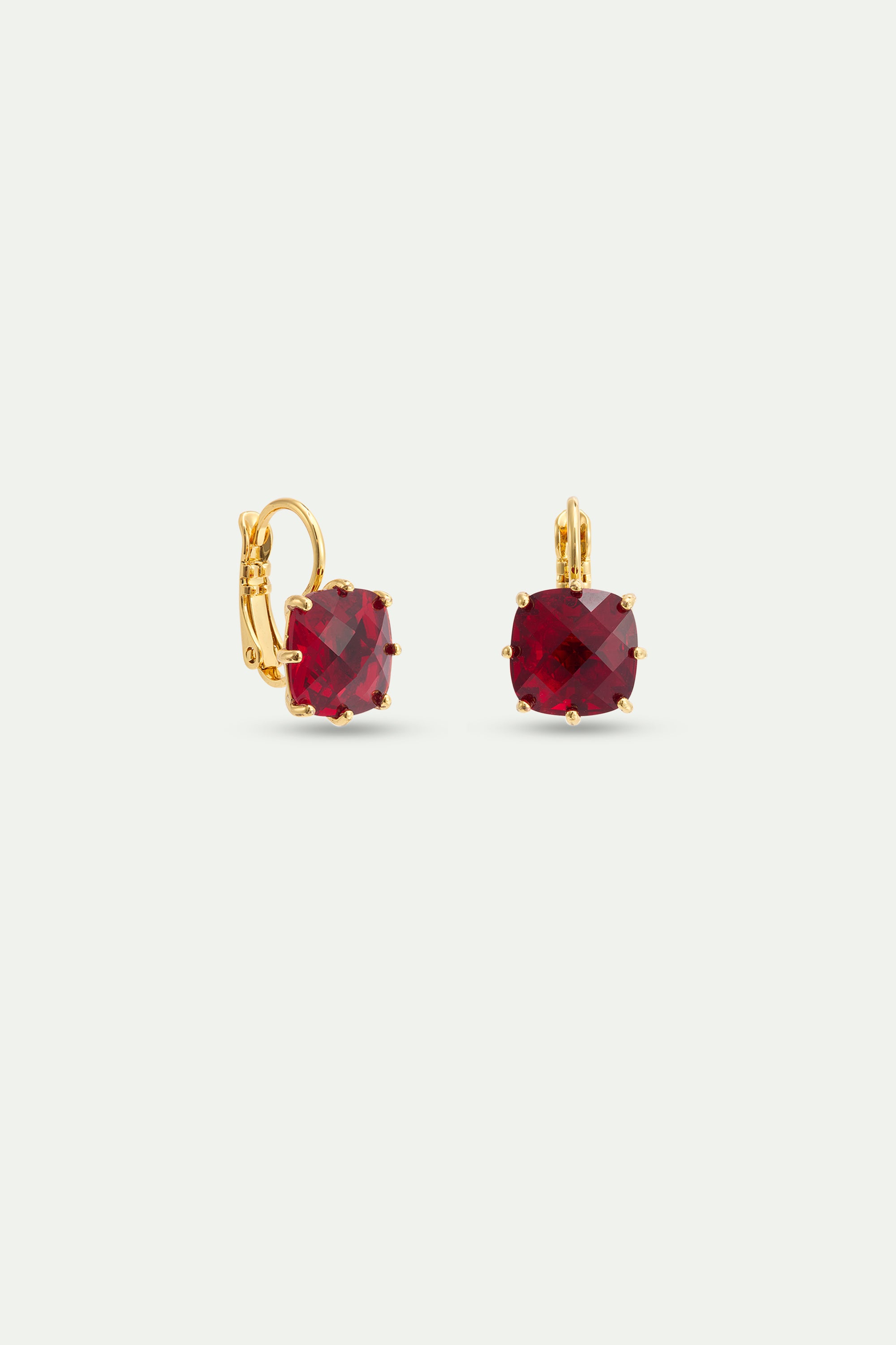 Pendientes dormilonas La Diamantine piedra cuadrada Rojo Granate