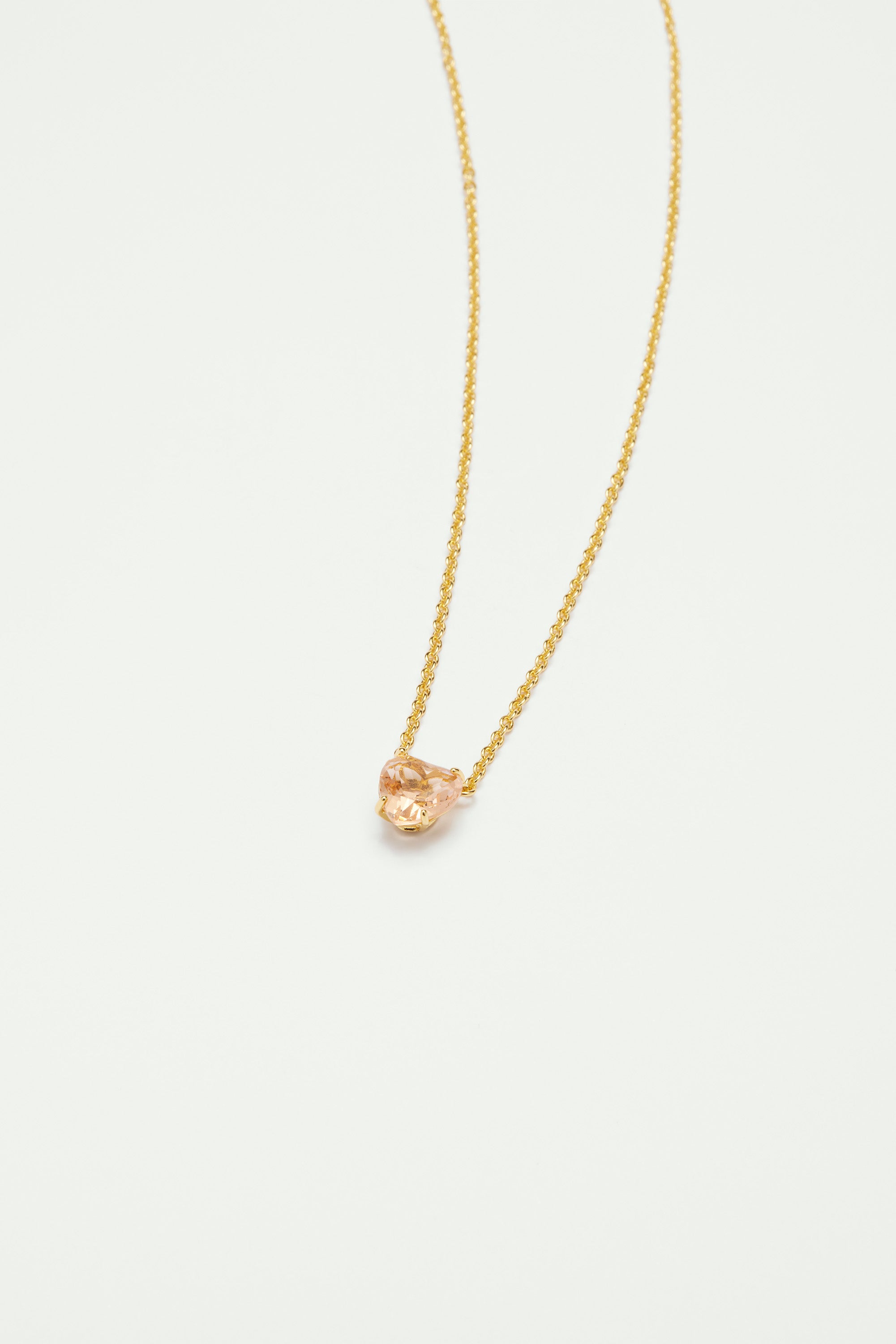 Apricot pink diamantine fine heart necklace