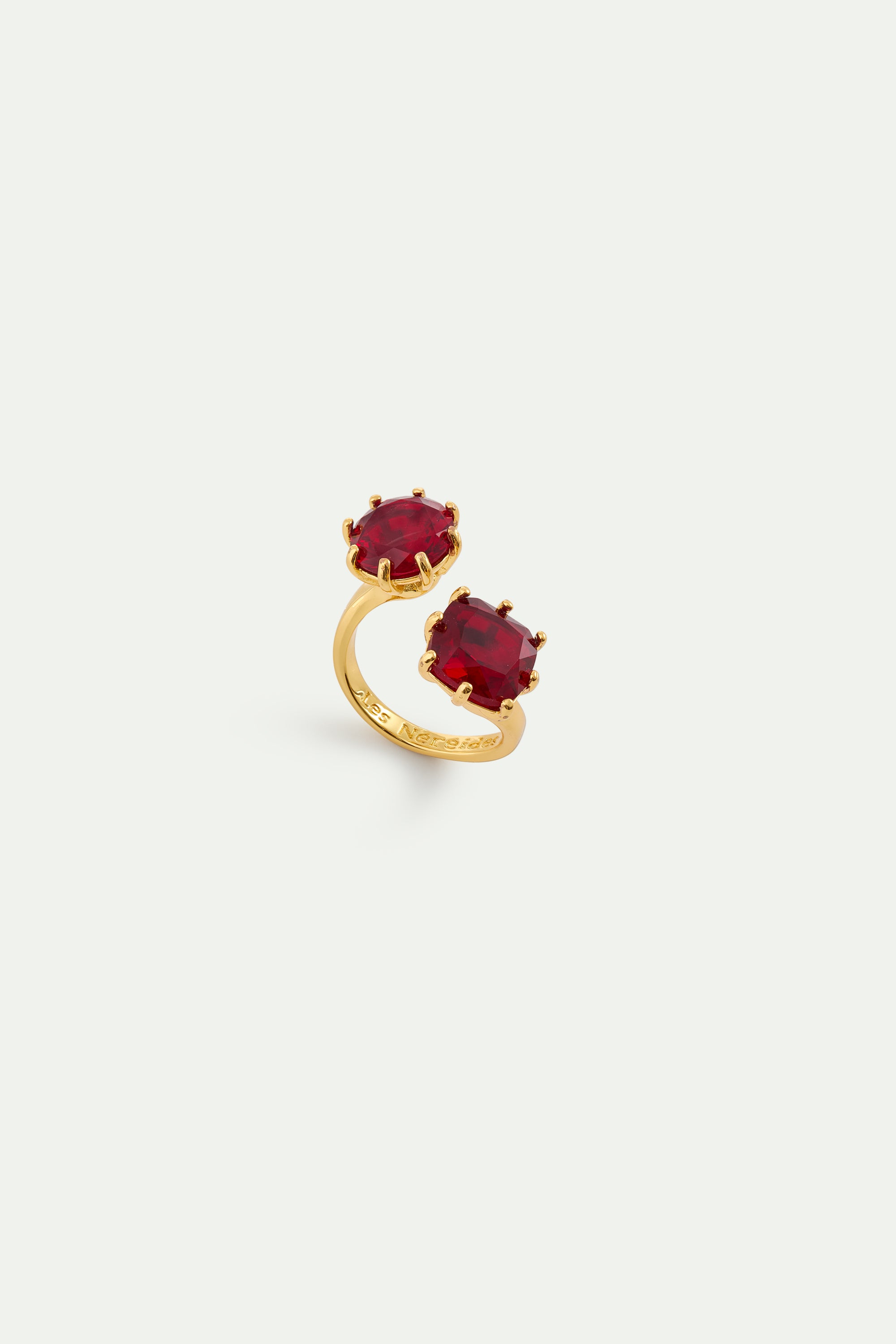 Anillo ajustable toi et moi piedras redondas y cojín La Diamantine Rojo Granate