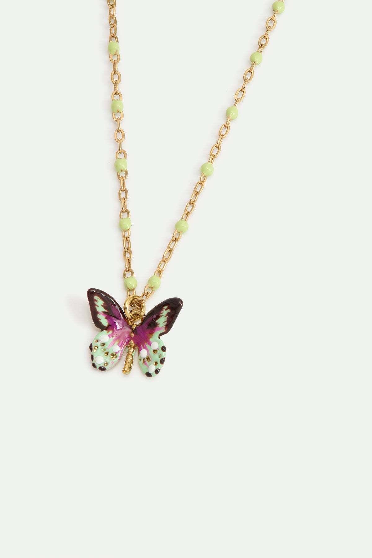 Pulsera fina mariposa verde y violeta