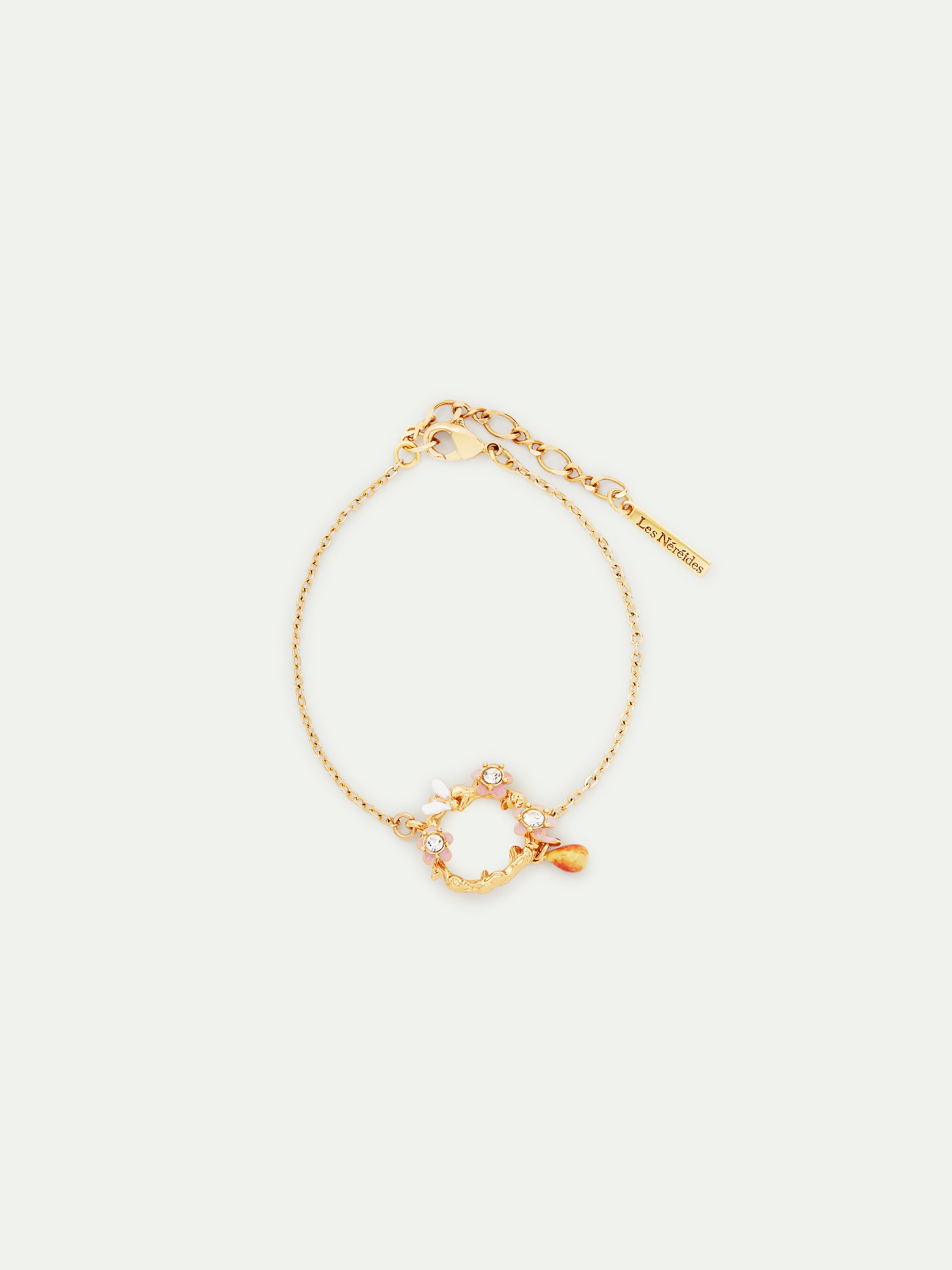 Apple blossom, pear and bee fine bracelet