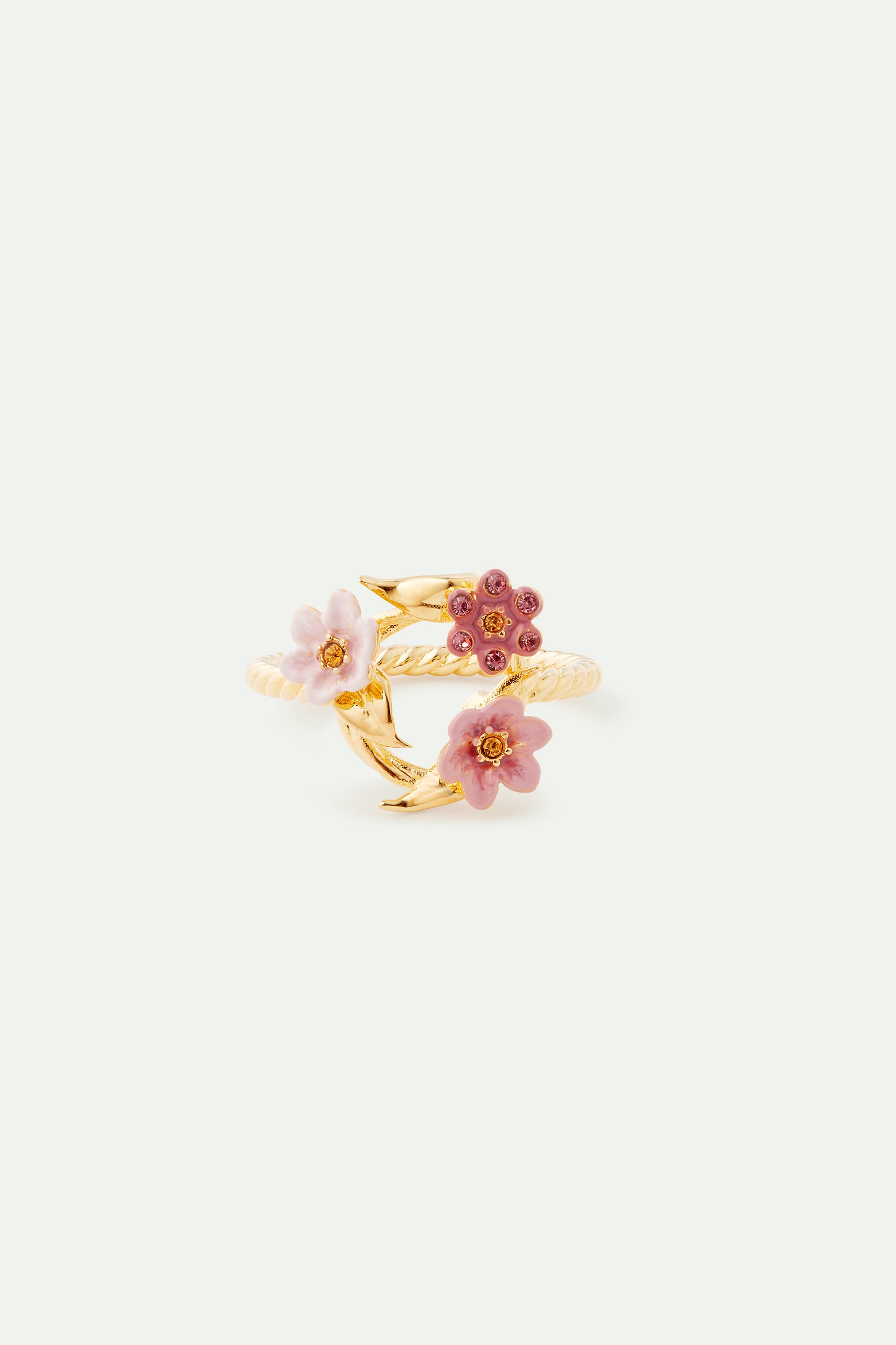 Anillo corona fina de flores de jazmín rosa