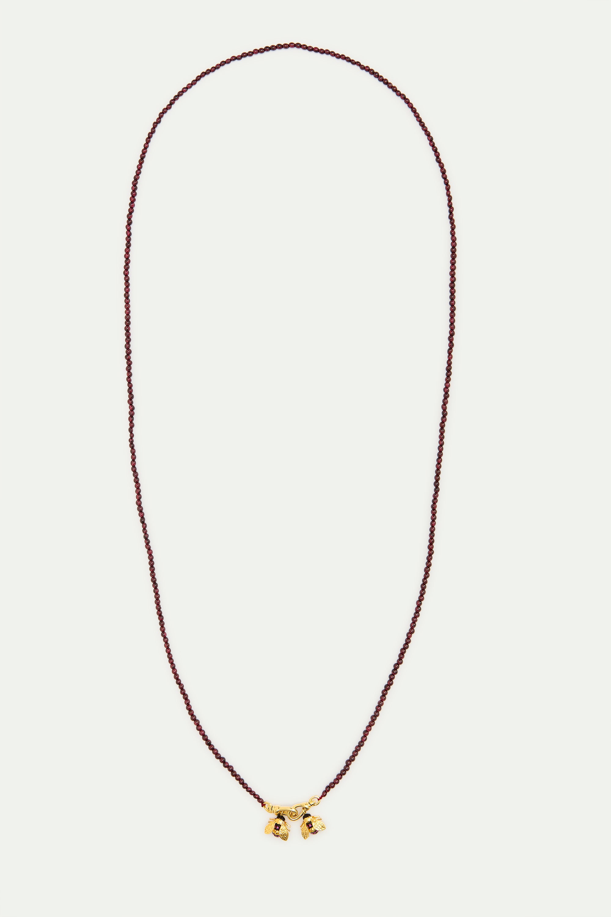 Collar perlas de granate y abejas doradas
