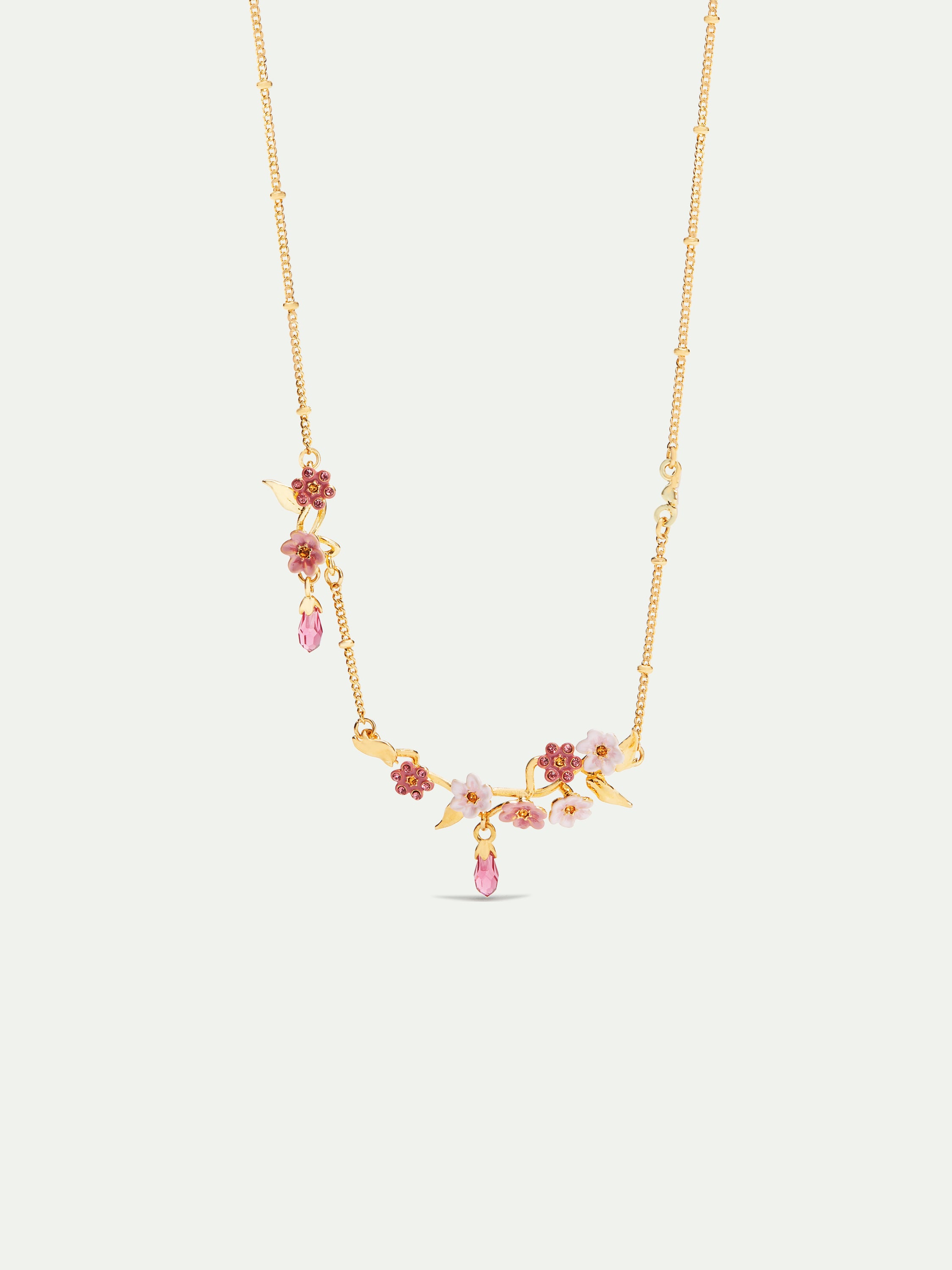 Pink jasmine flower Statement necklace