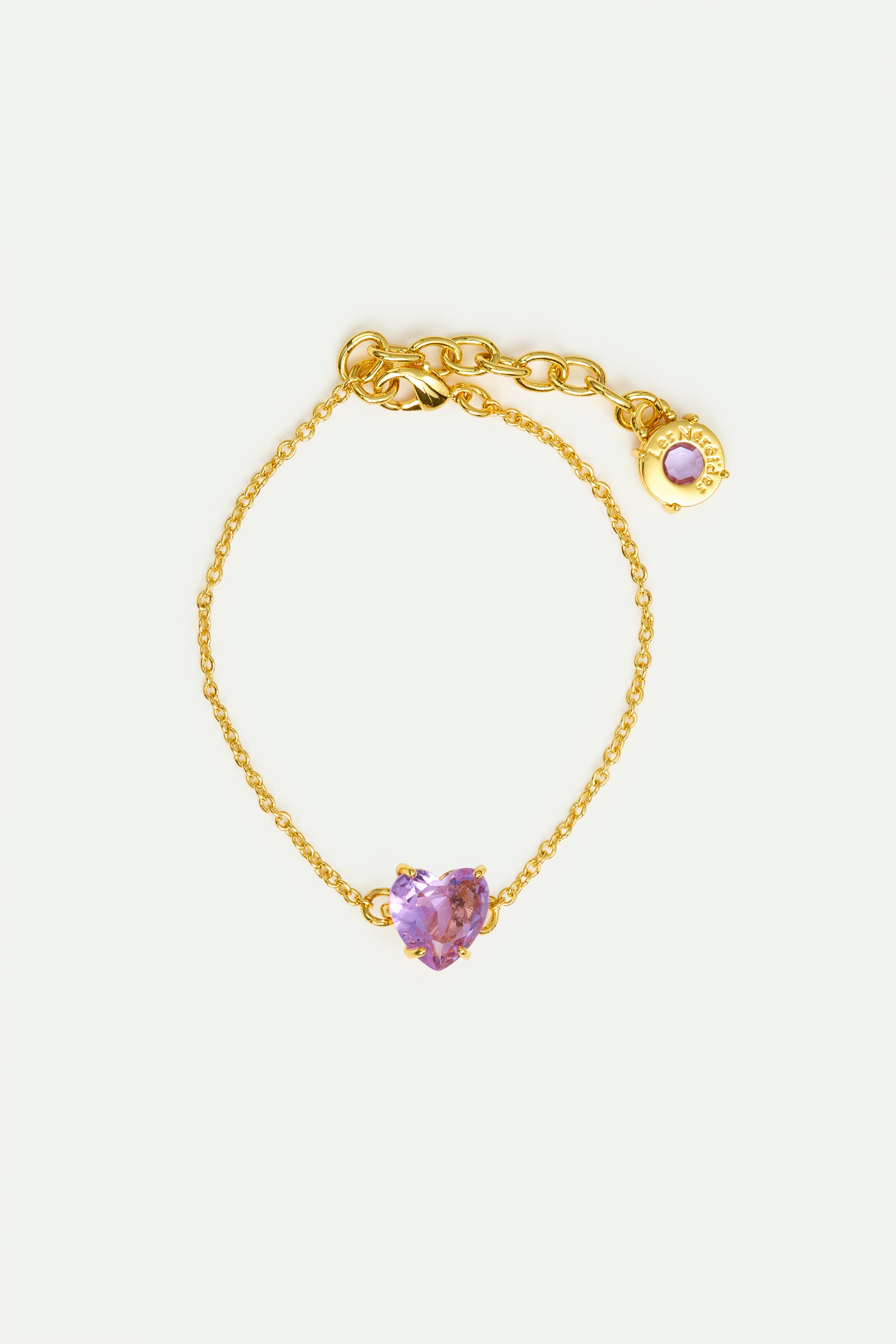 Fine lavender diamantine heart-shaped stone bracelet