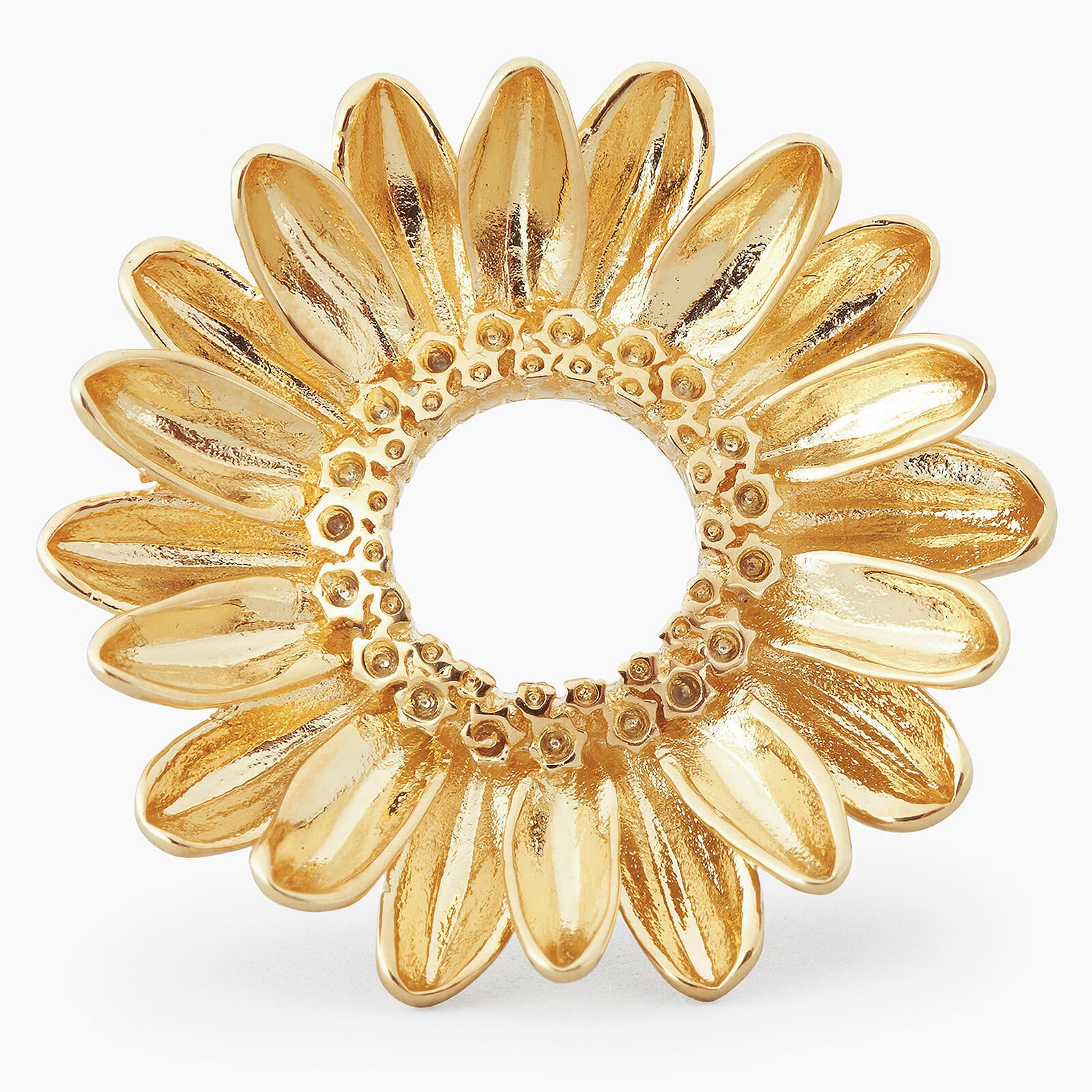 Sunflower and beaded band cocktail ring