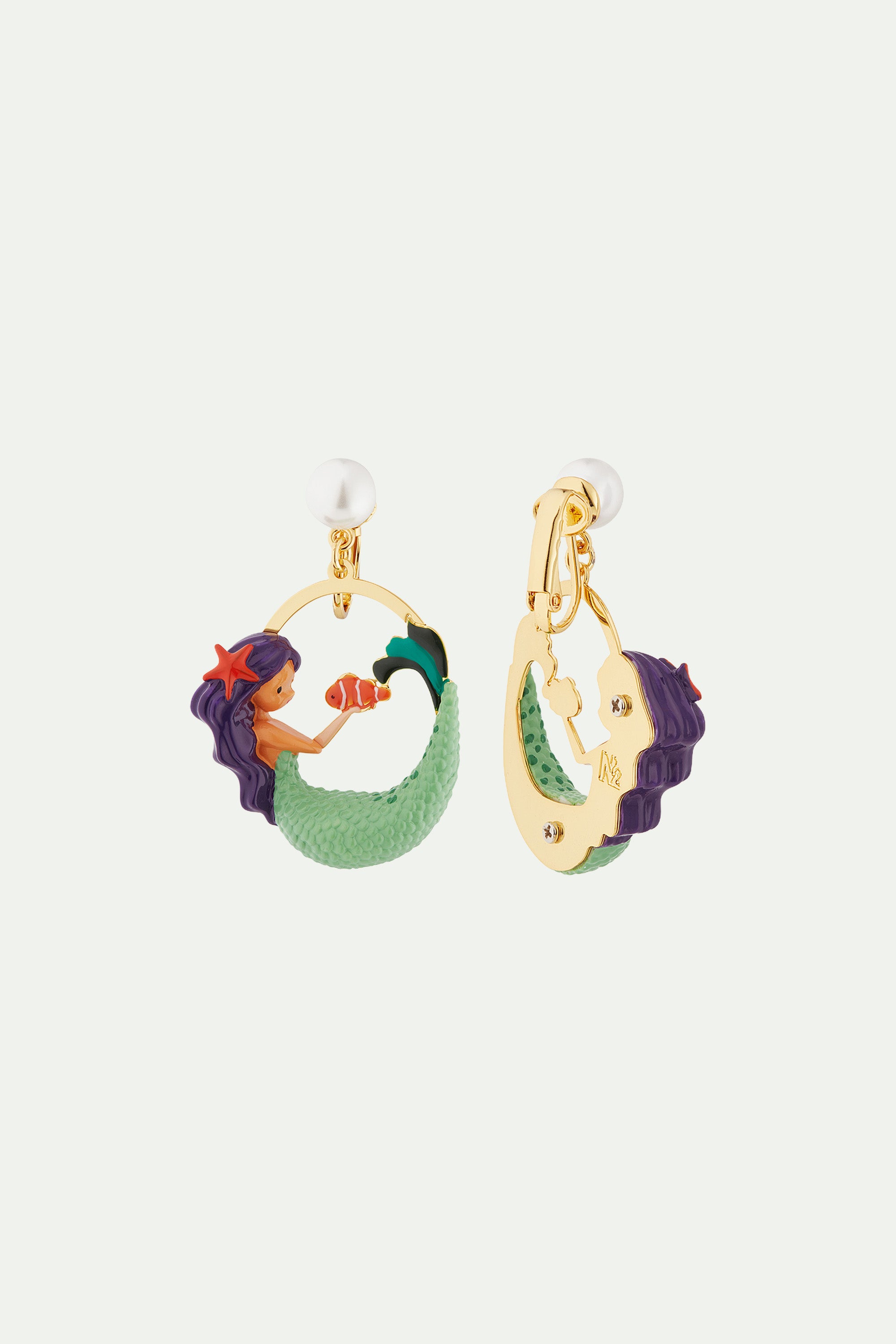 Mermaid and pearl earrings