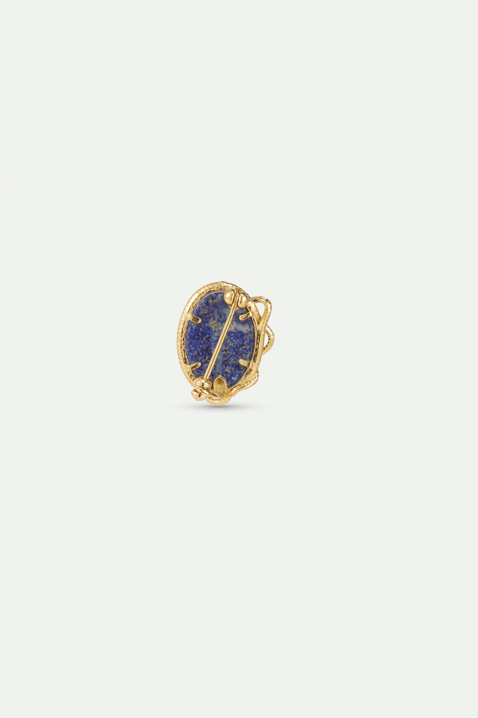 Lapis lazuli, turquoise and gold snake brooch