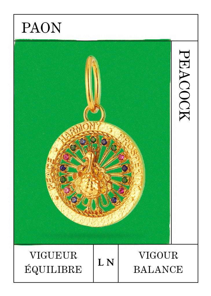 Peacock pendant, vigour and balance