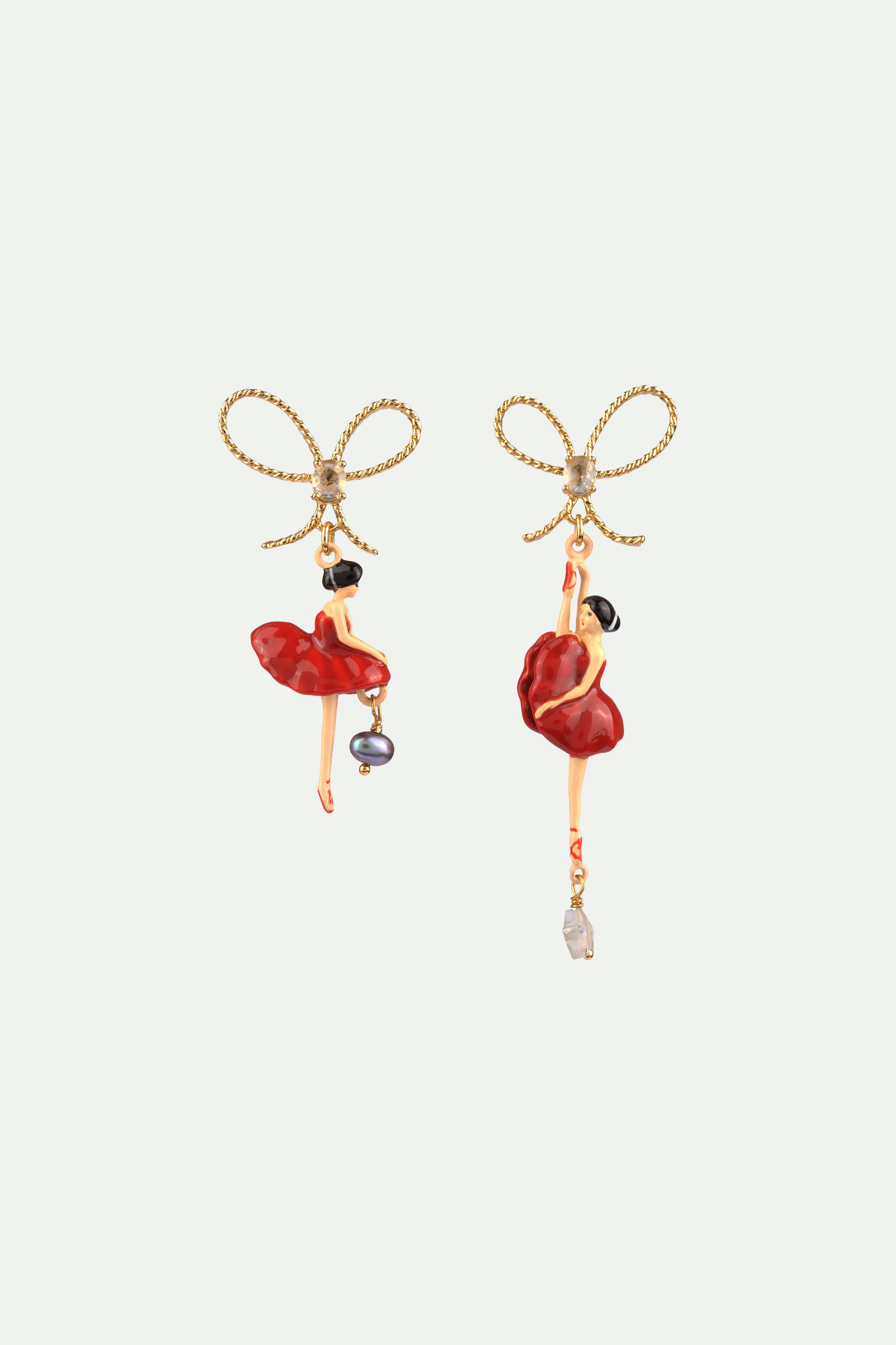 Red toe-dancing ballerinas earrings
